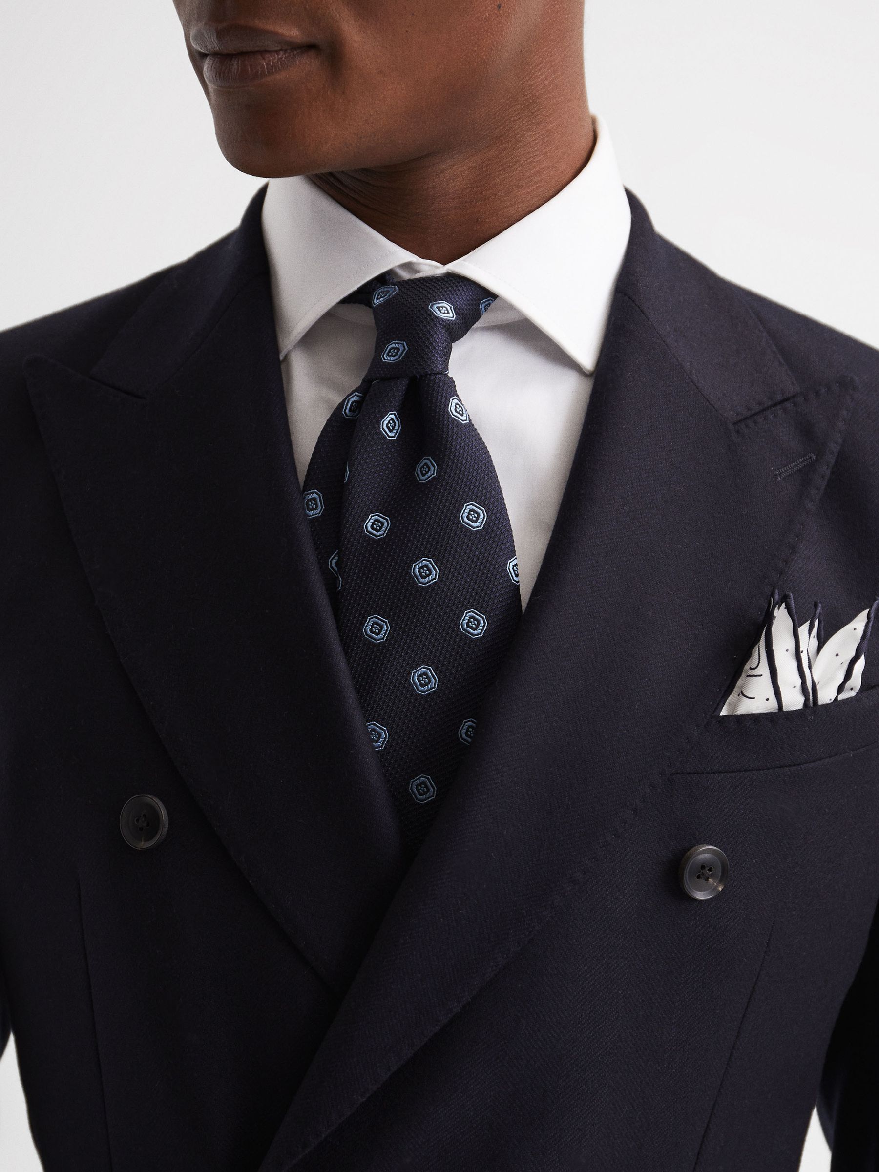 Polka Dot Silk Pocket Square in White