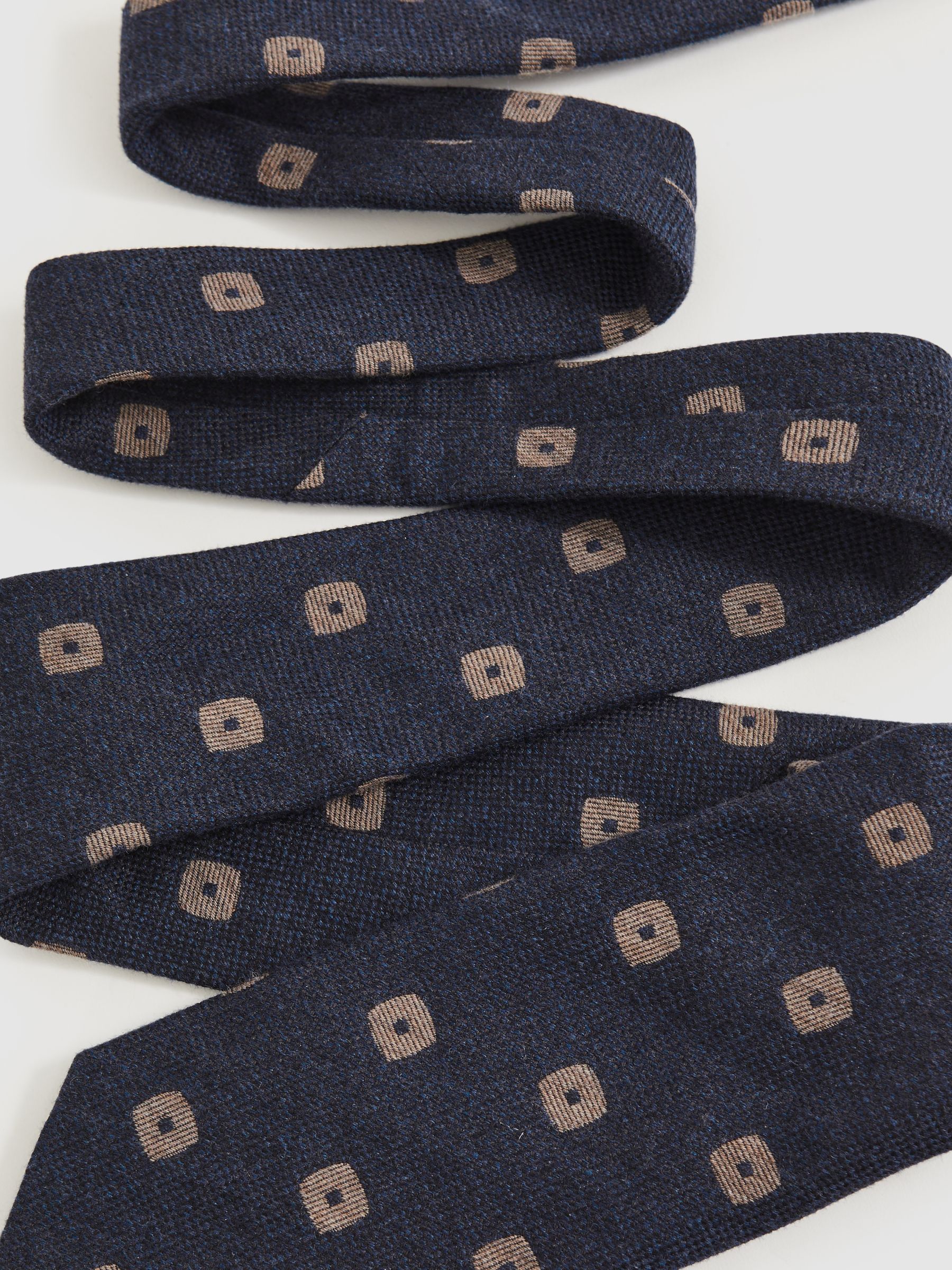 Silk-Wool Square-Medallion Tie in Navy