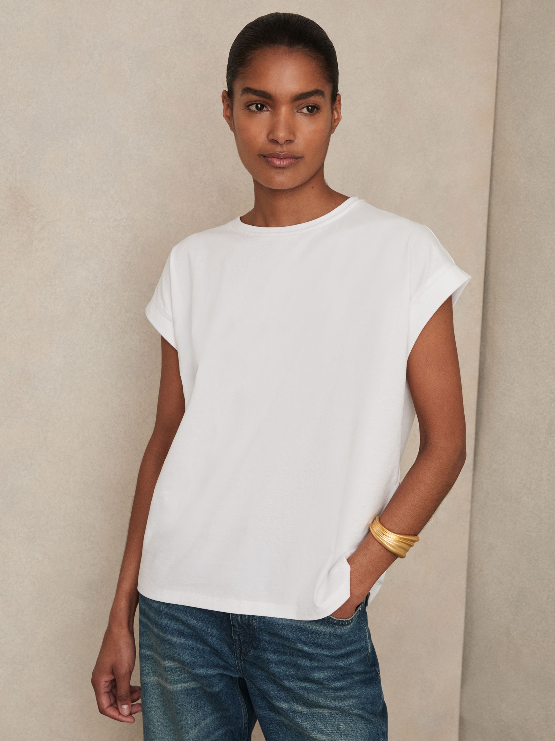 Brushed-Cotton Crew-Neck T-Shirt in White