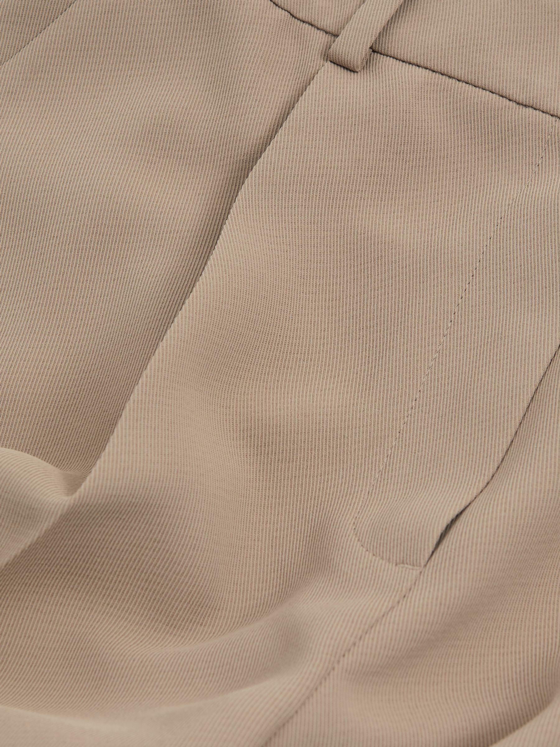 Elasticated-Waist Wide-Leg Twill Trousers in Mink Neutral