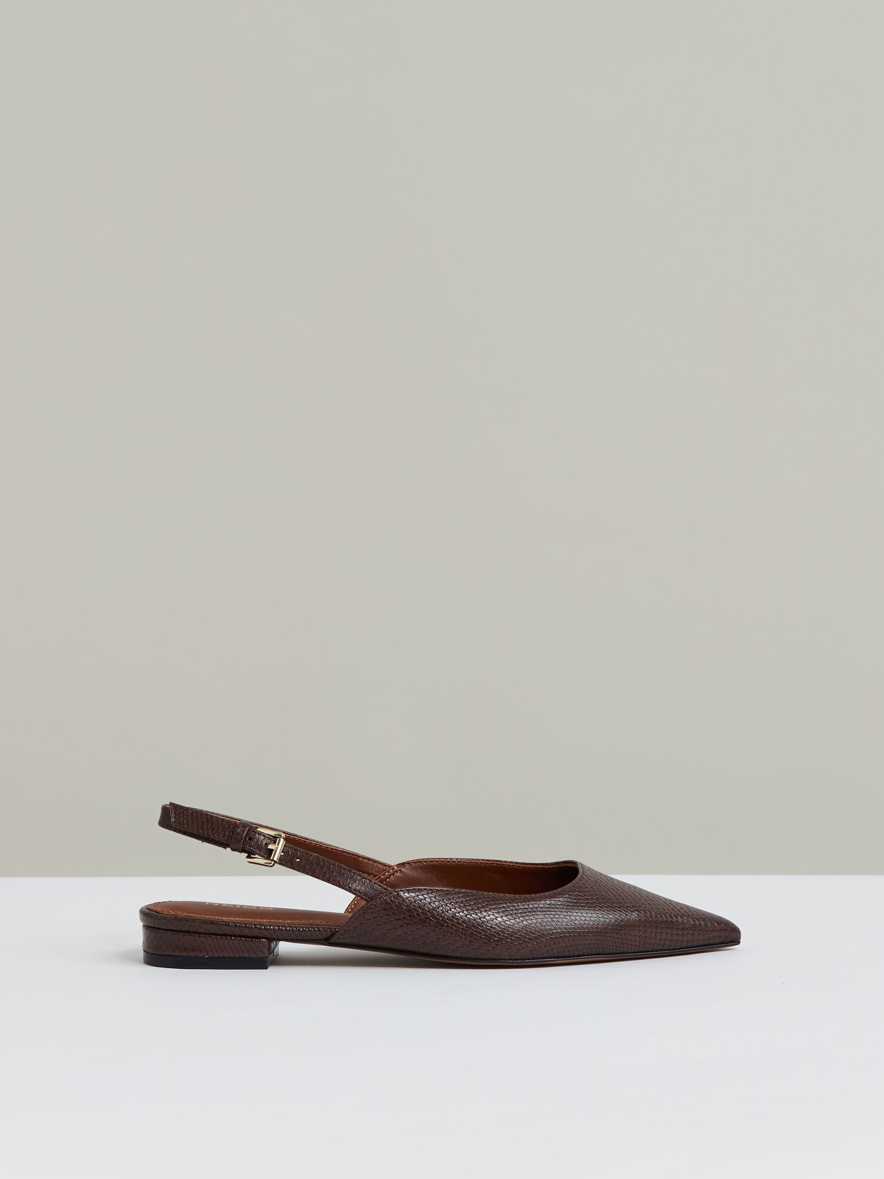 Leather Slingback Ballet Flats in Chocolate