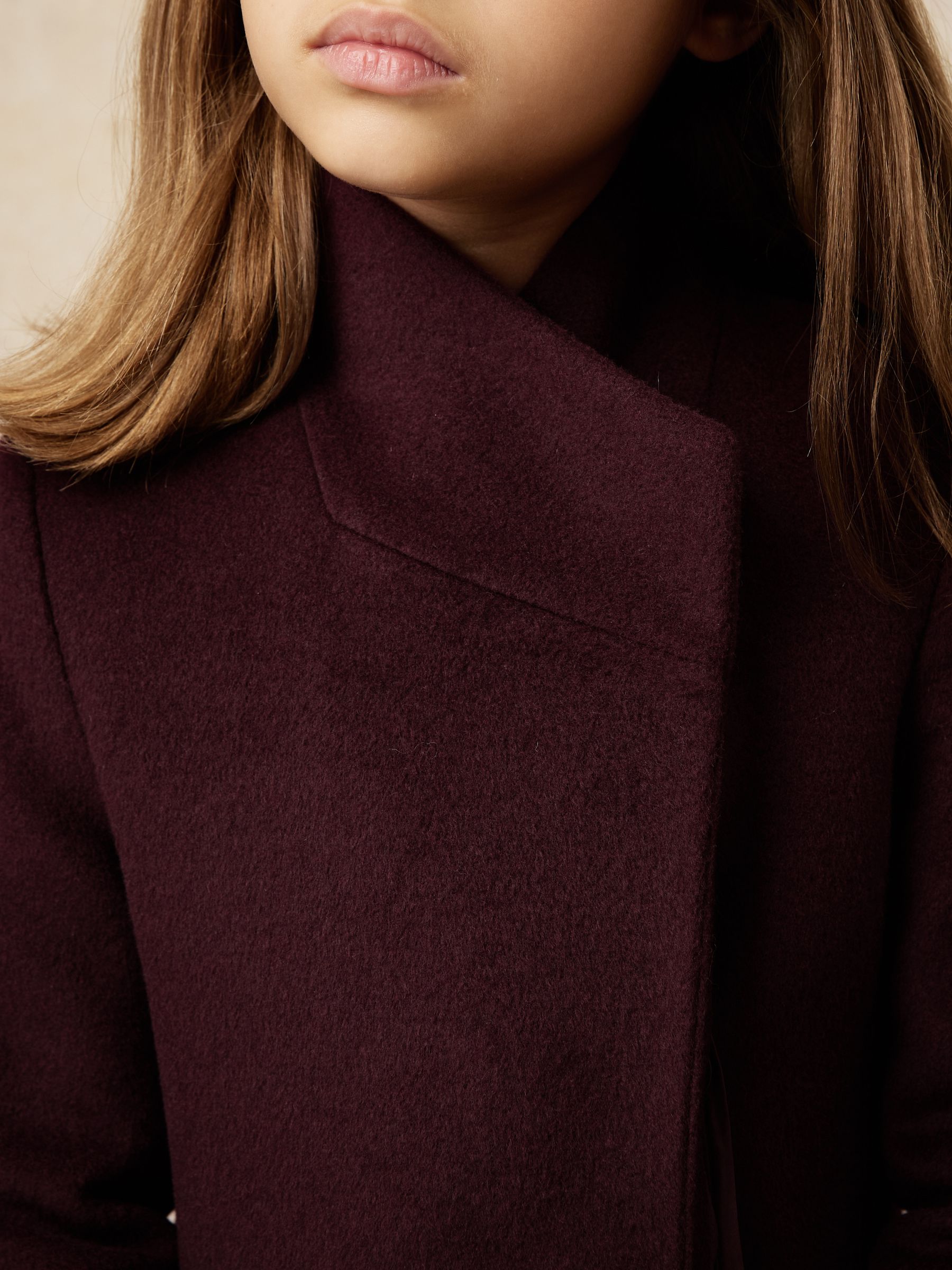3-9 yrs Wool-Blend Funnel-Neck Coat in Burgundy