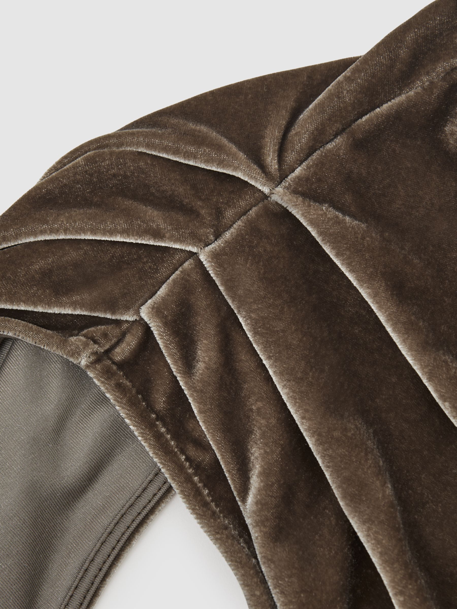 Velvet Cut-Out Long-Sleeve Top in Mocha Brown