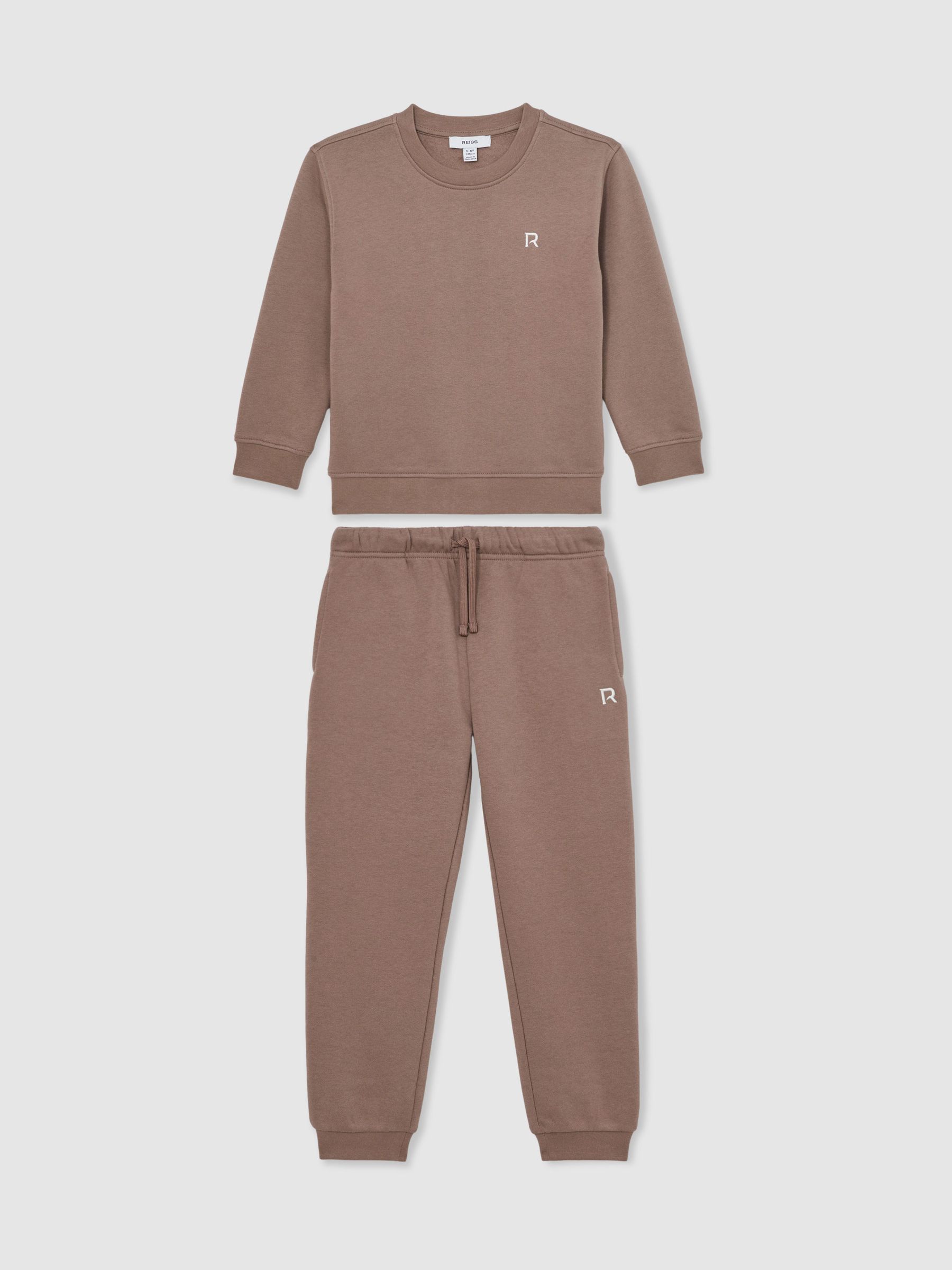 9-13 yrs Logo Sweatshirt and Joggers Set Cotton-Blend in Taupe