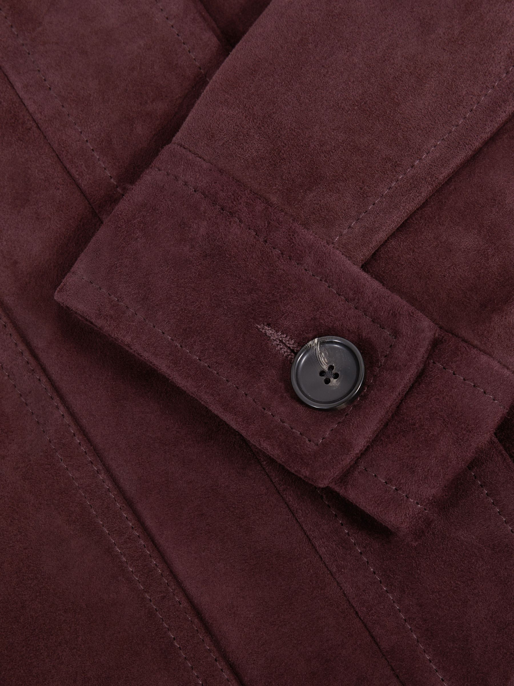 Petite Suede Button-Through Jacket in Burgundy