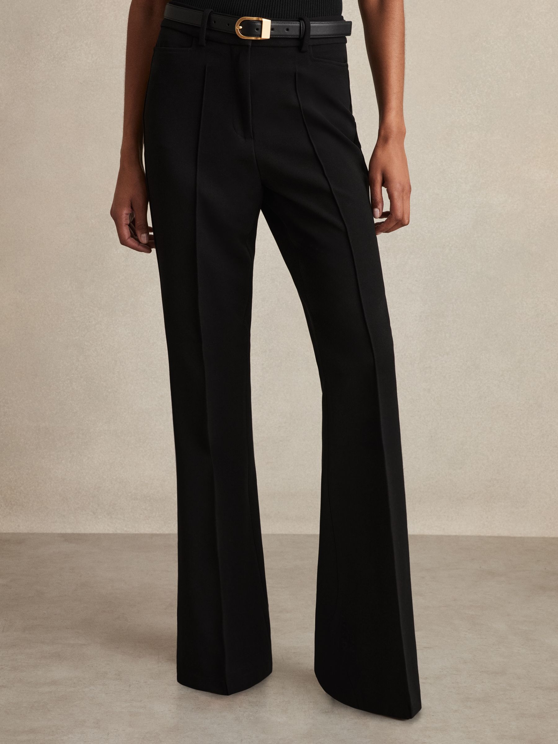 Petite Flared Suit Trousers in Black