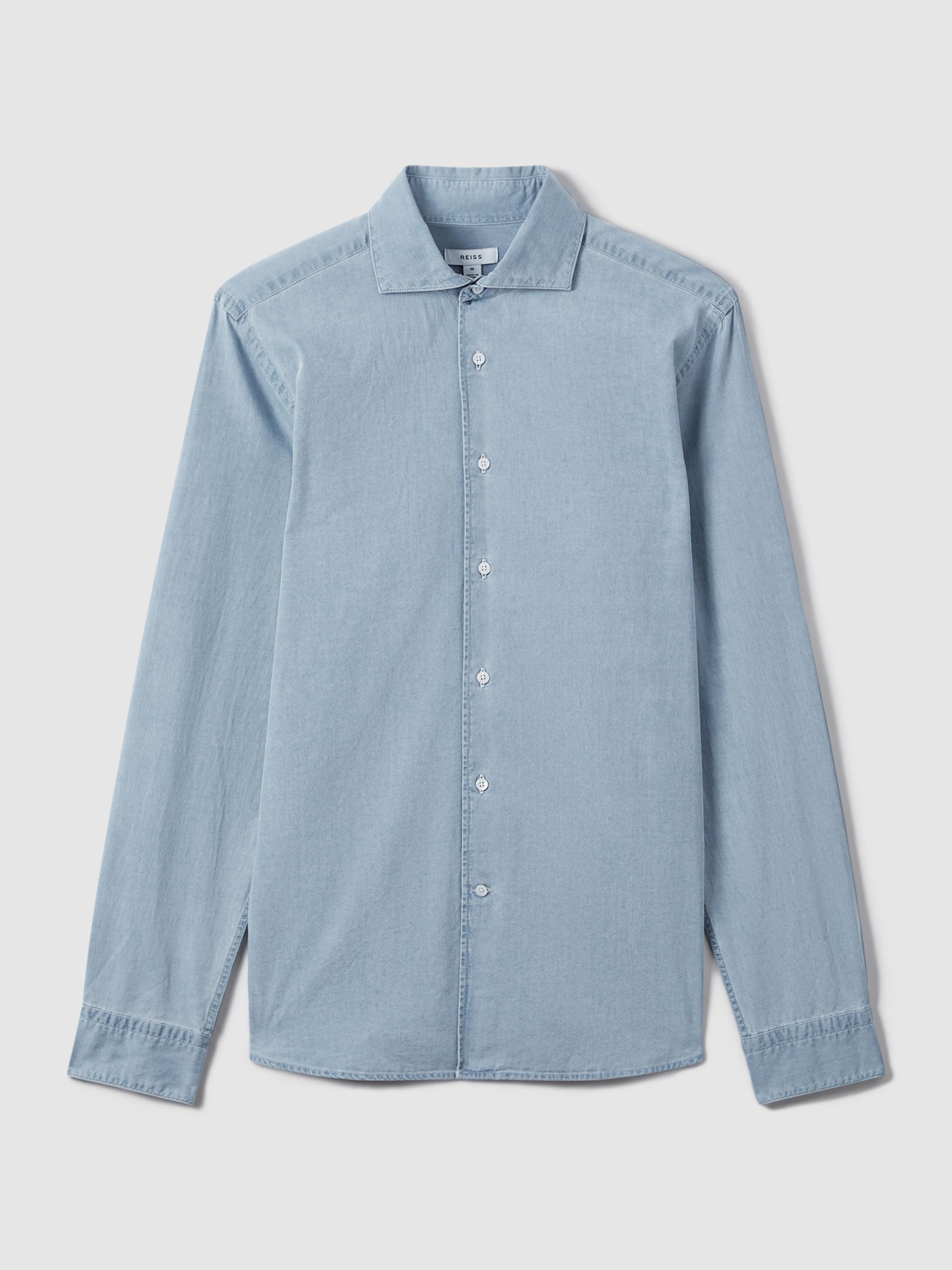 Washed Cotton Chambray Shirt in Blue