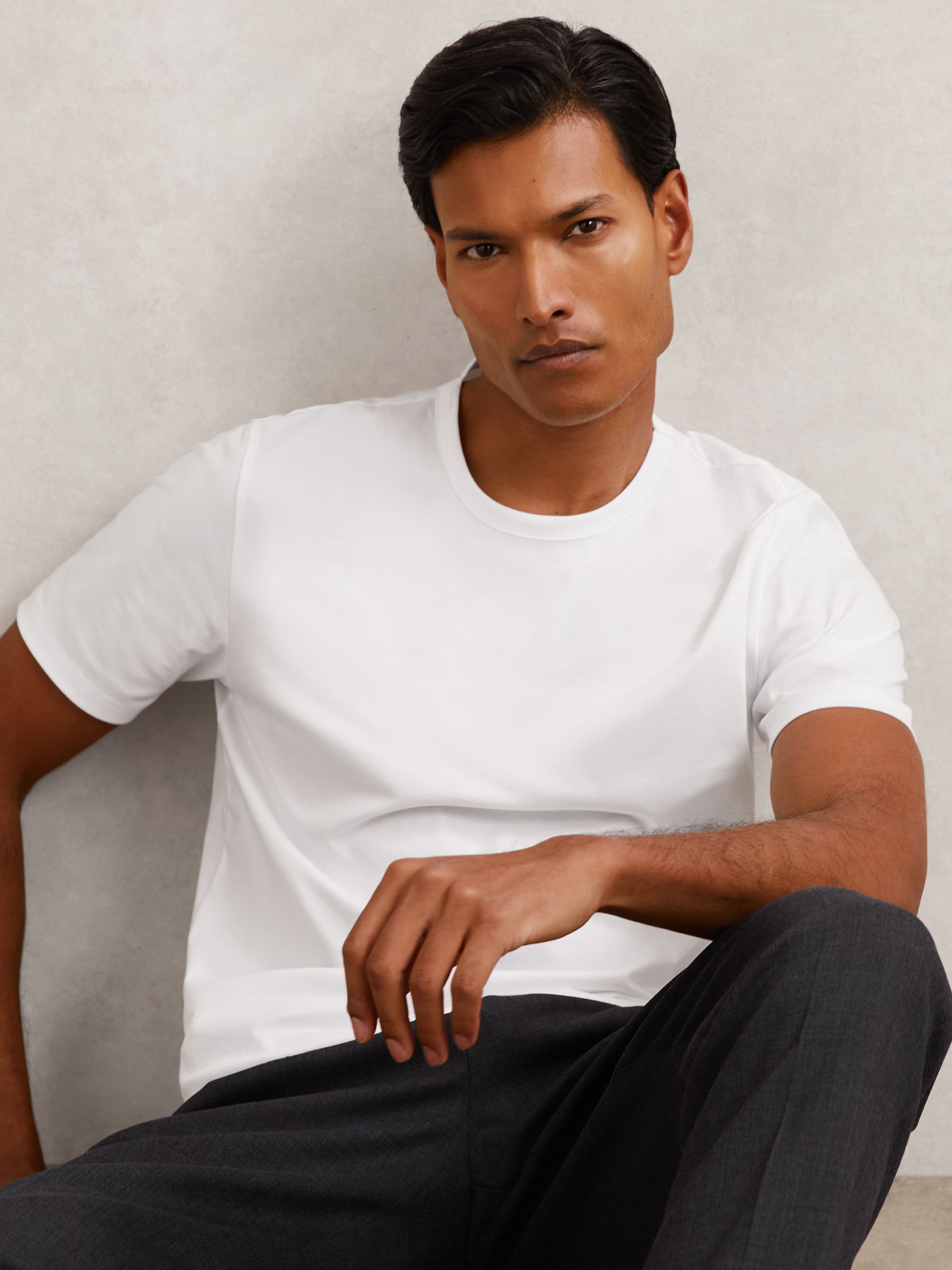 2 Pack Airwater-Cotton Crew T-Shirt in Navy/White