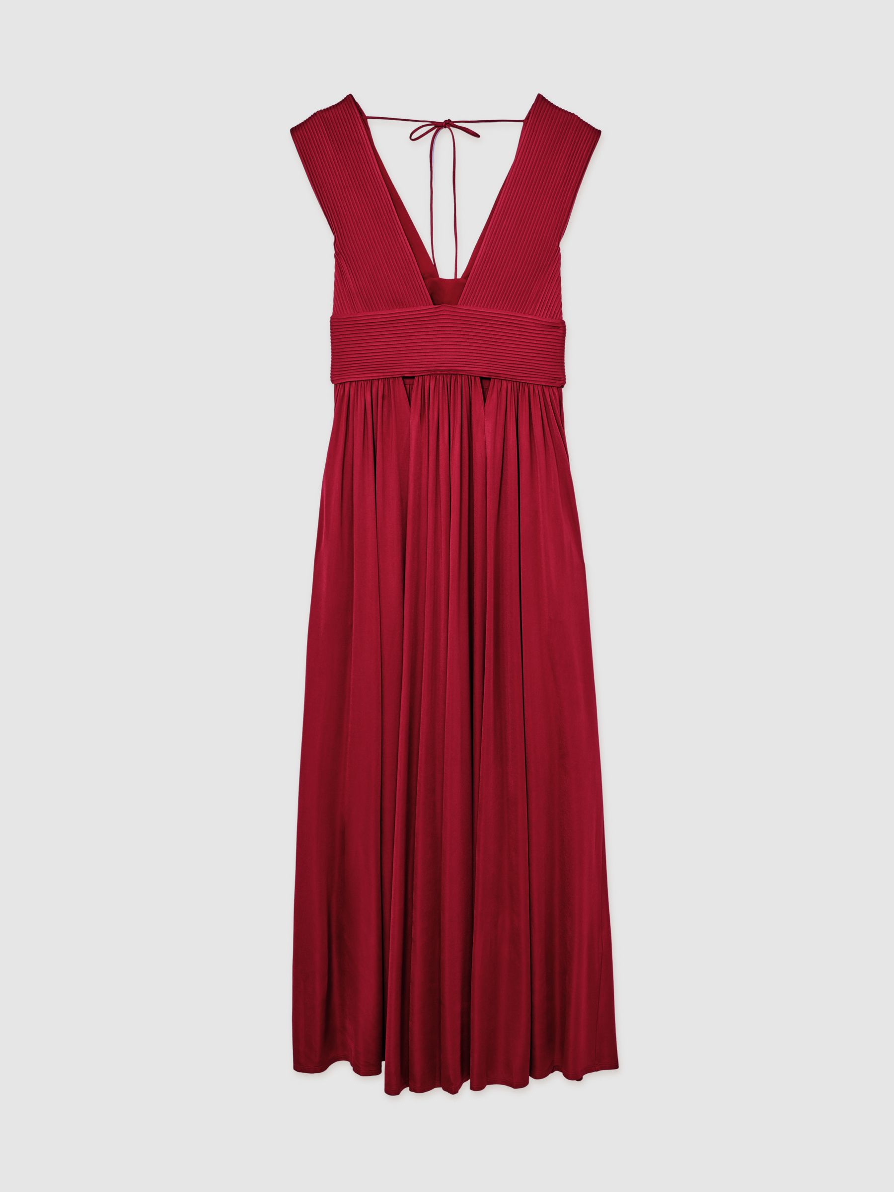 Atelier Cut-Out Pleated Maxi Dress in Red