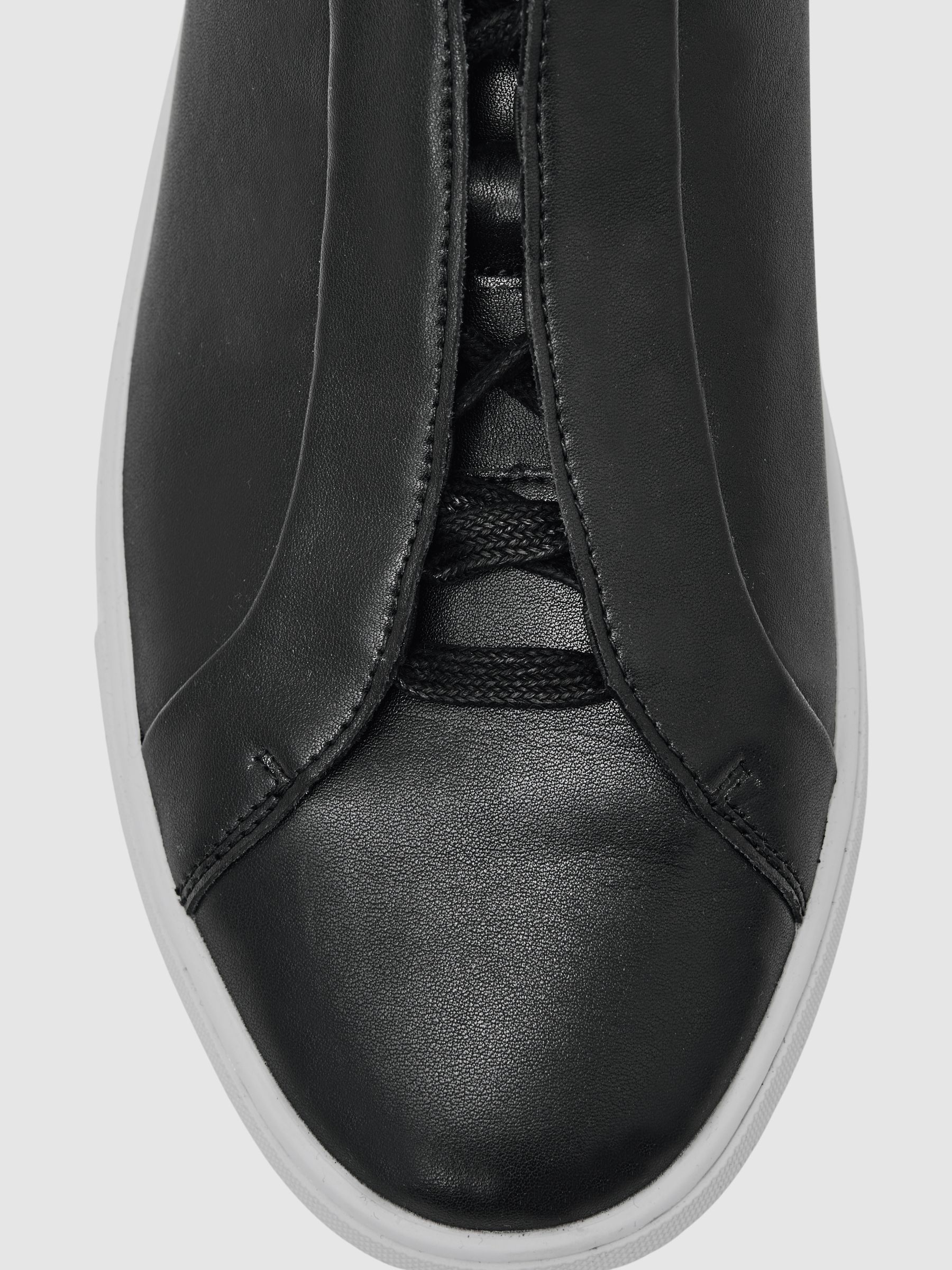 Bonded-Leather Concealed-Lace Trainers in Black