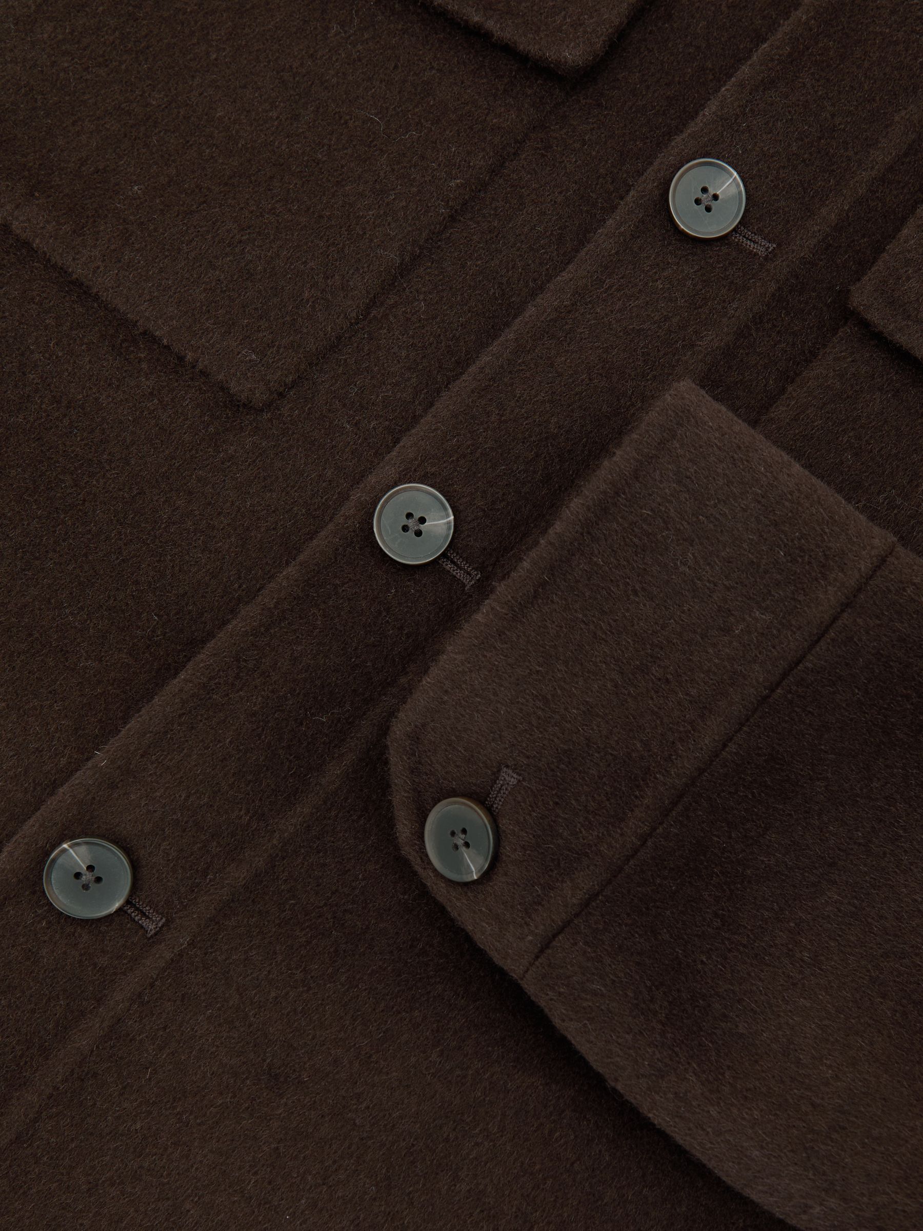 Wool-Blend Twin-Pocket Overshirt in Brown