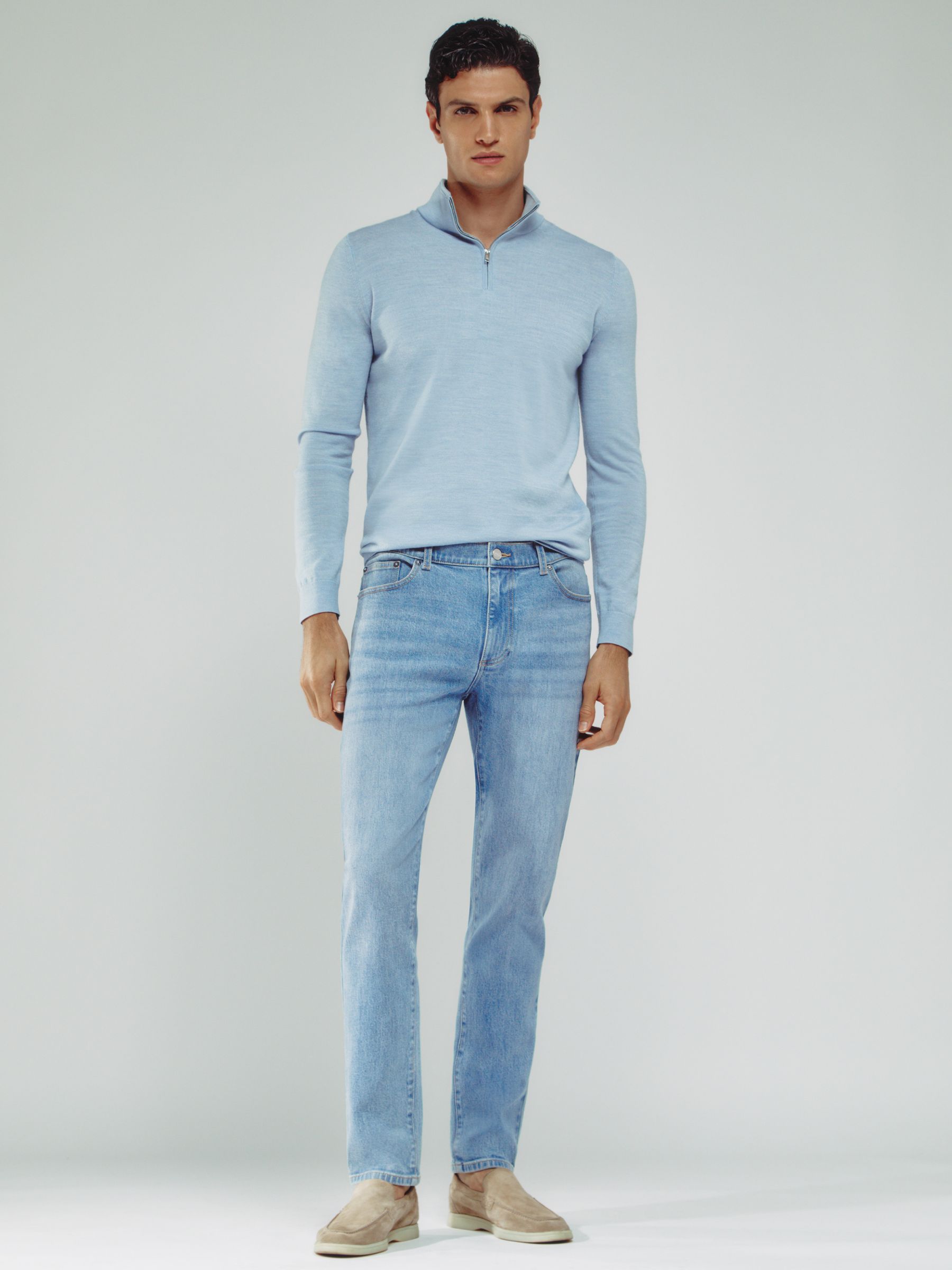Cotton-Stretch Slim-Fit Jeans in Light Blue Wash