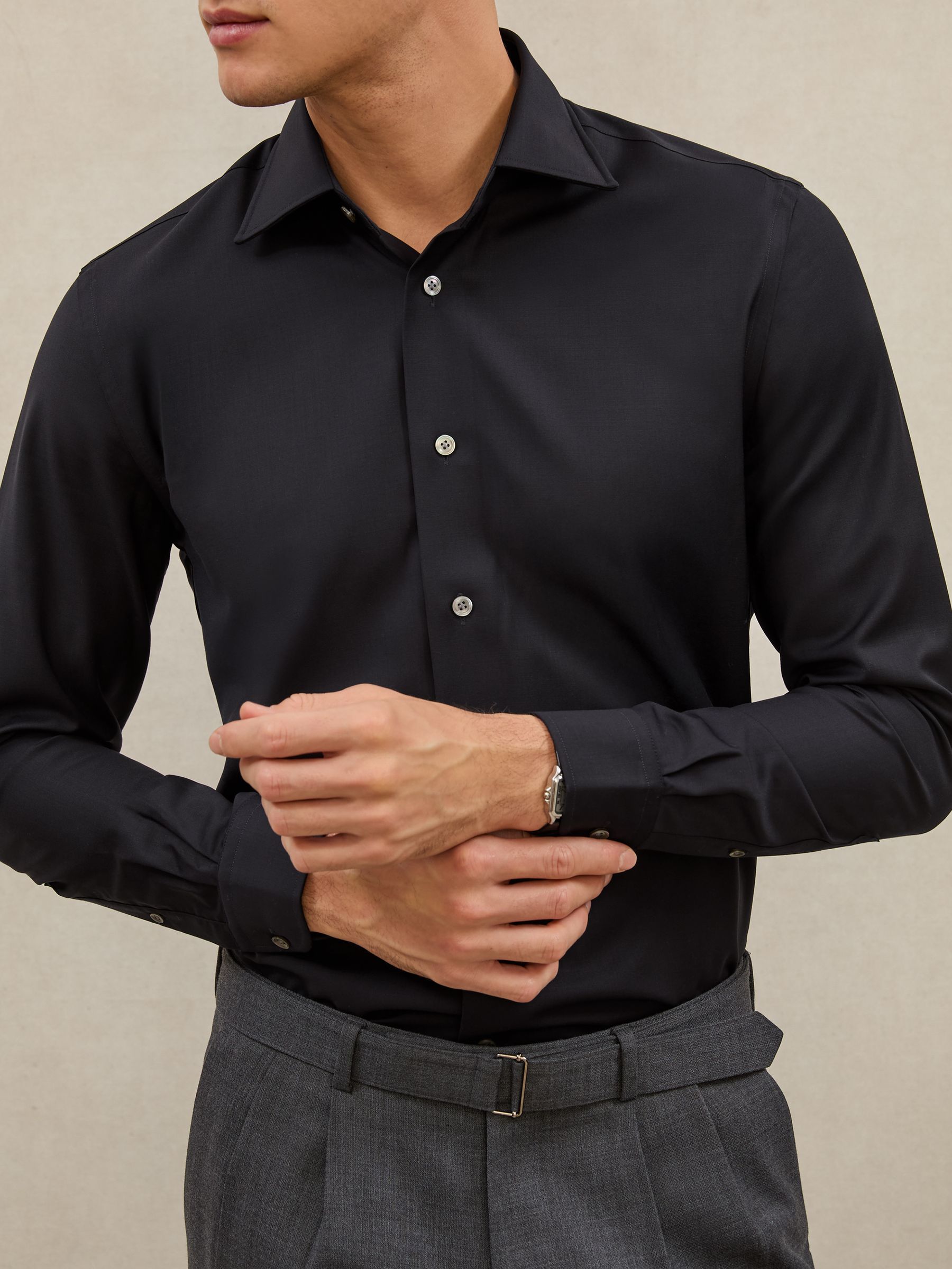Atelier Wool Regular-Fit Shirt in Navy