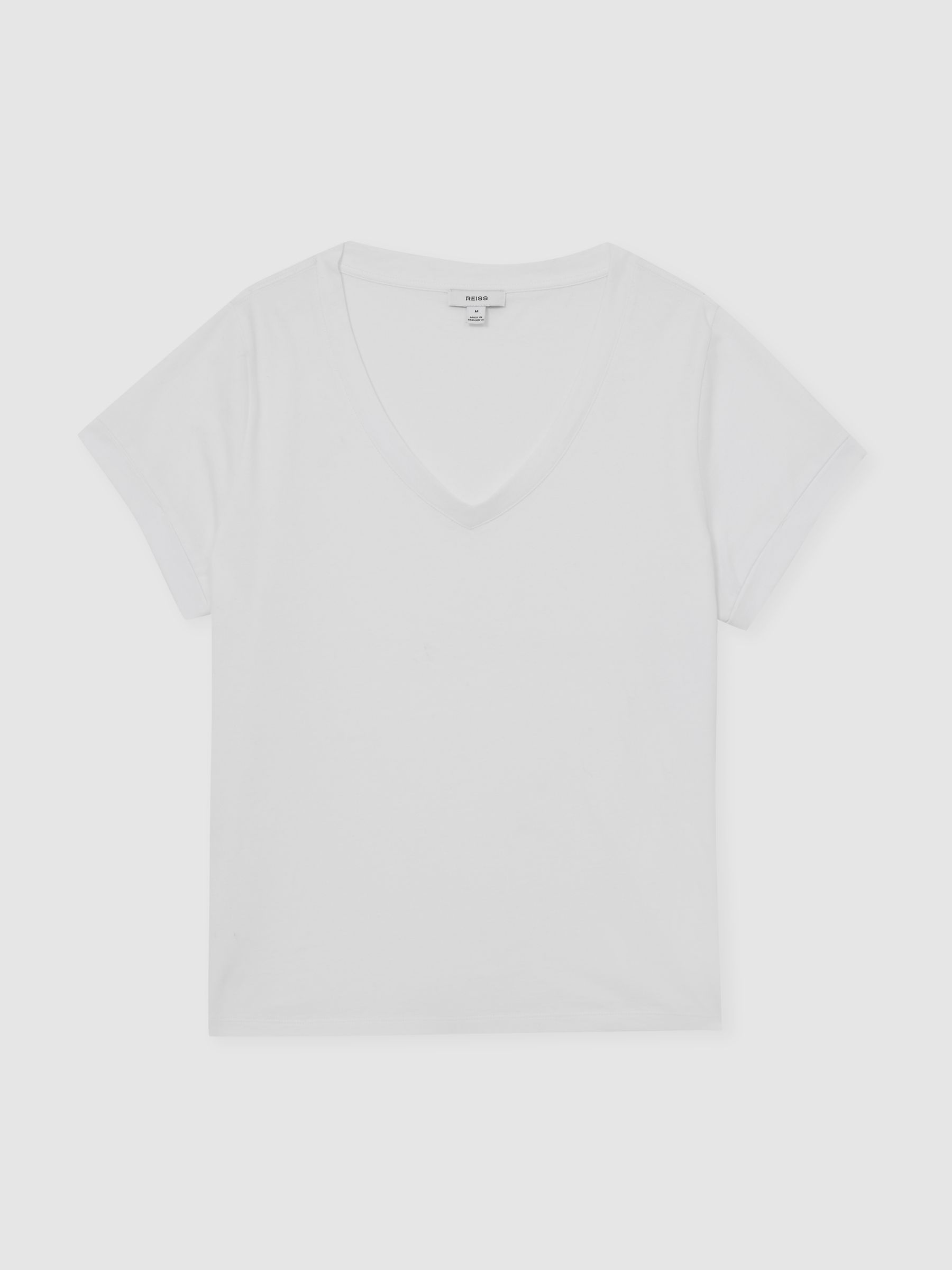 Brushed-Cotton V-Neck T-Shirt in White