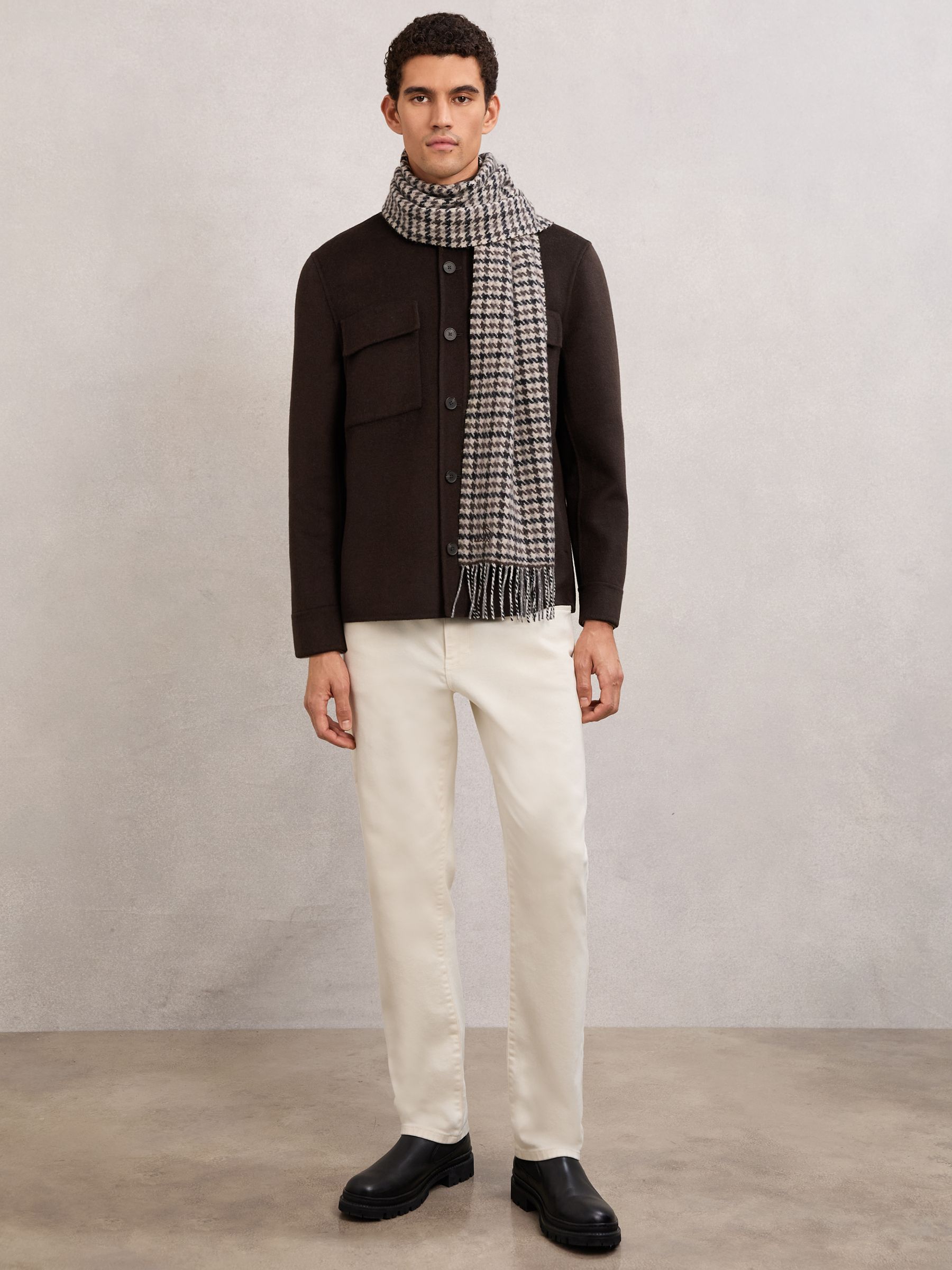 Wool-Blend Twin-Pocket Overshirt in Brown