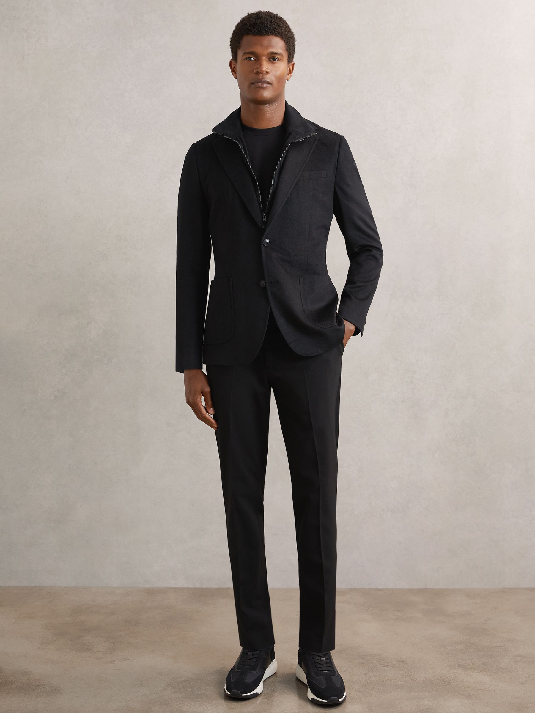 Single-Breasted Blazer With Gilet Insert Tailored-Fit in Black