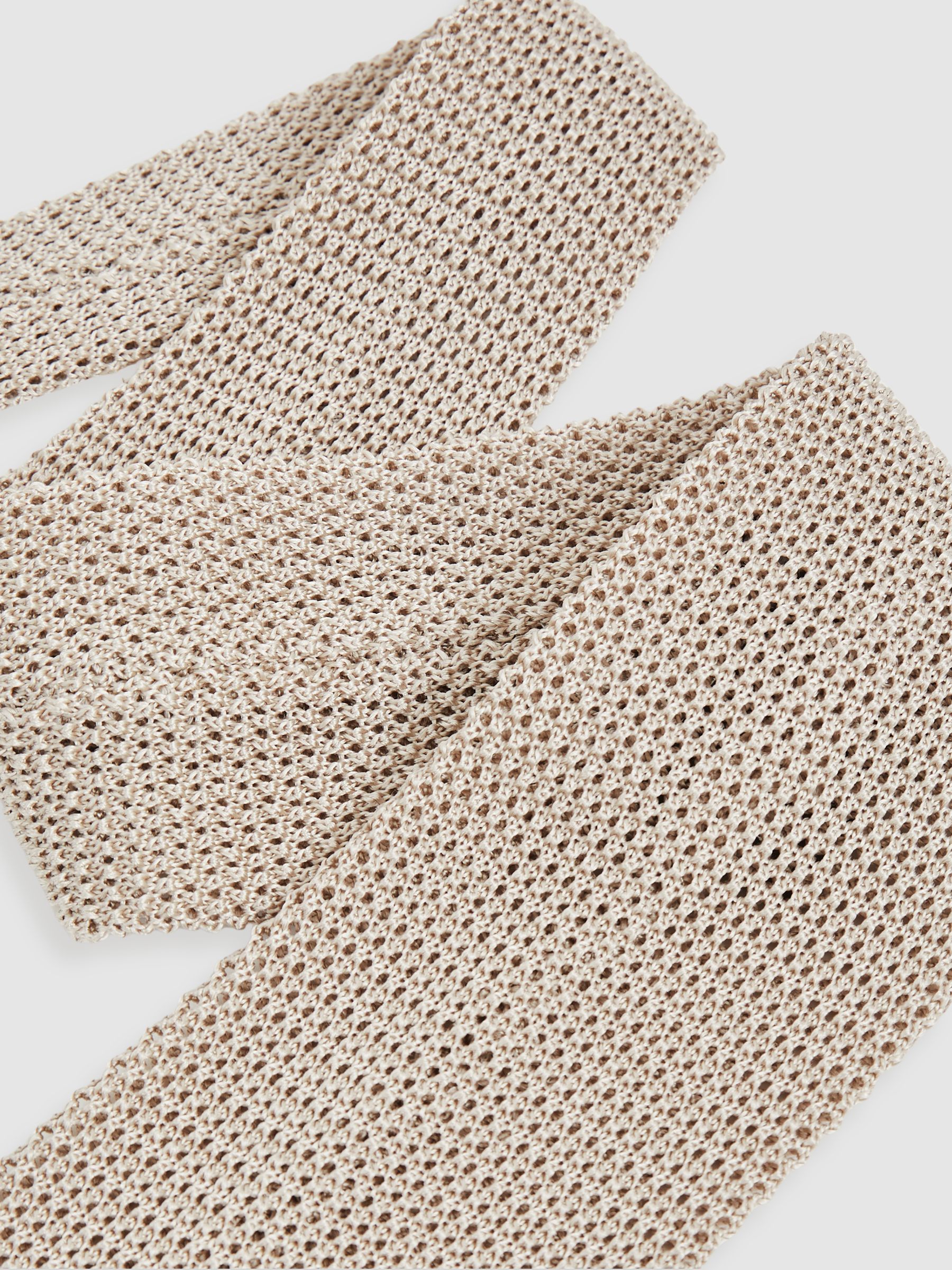 Silk Knitted Tie in Champagne