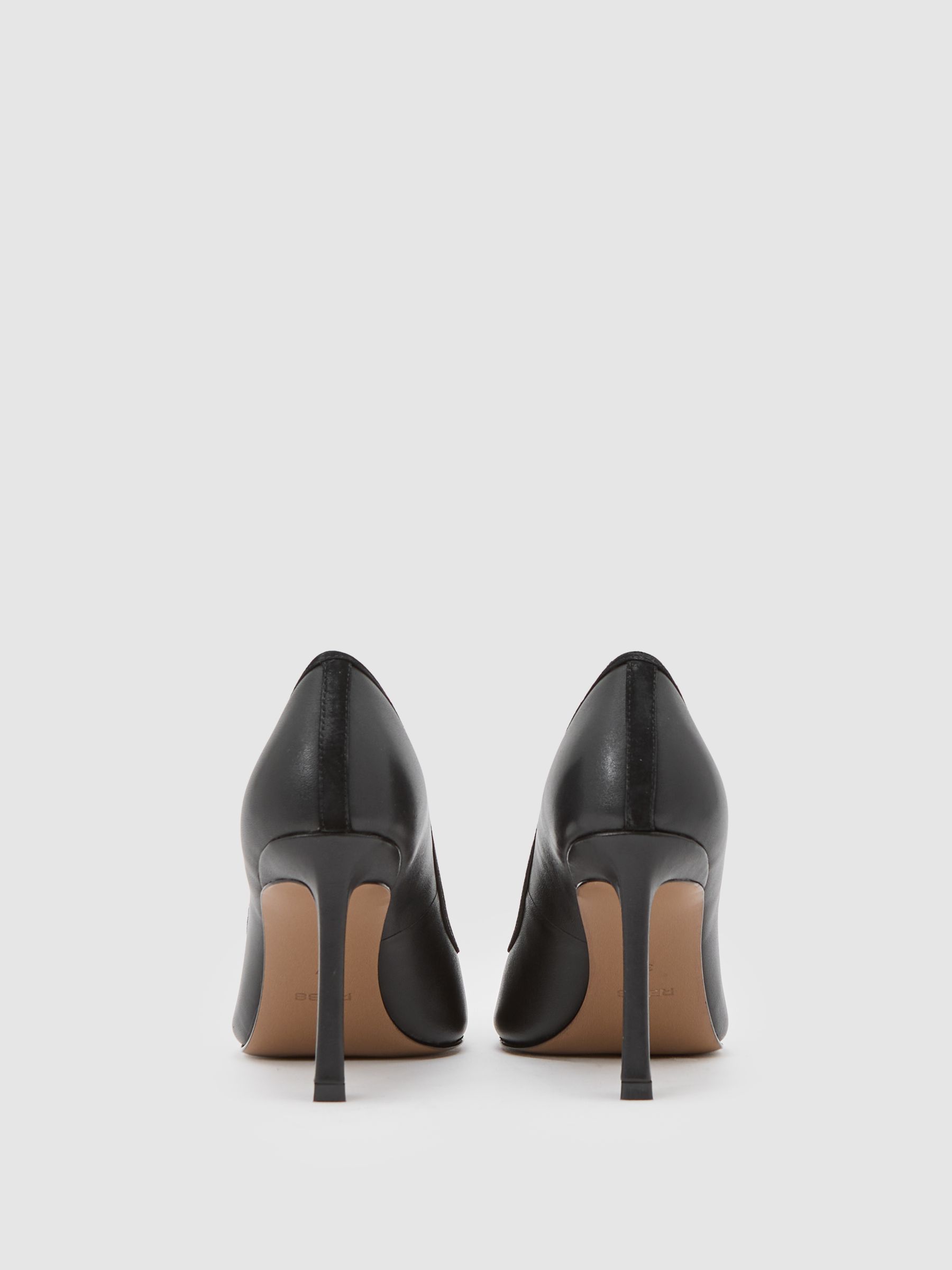 Leather Tapered-Heel Court Shoes in Black