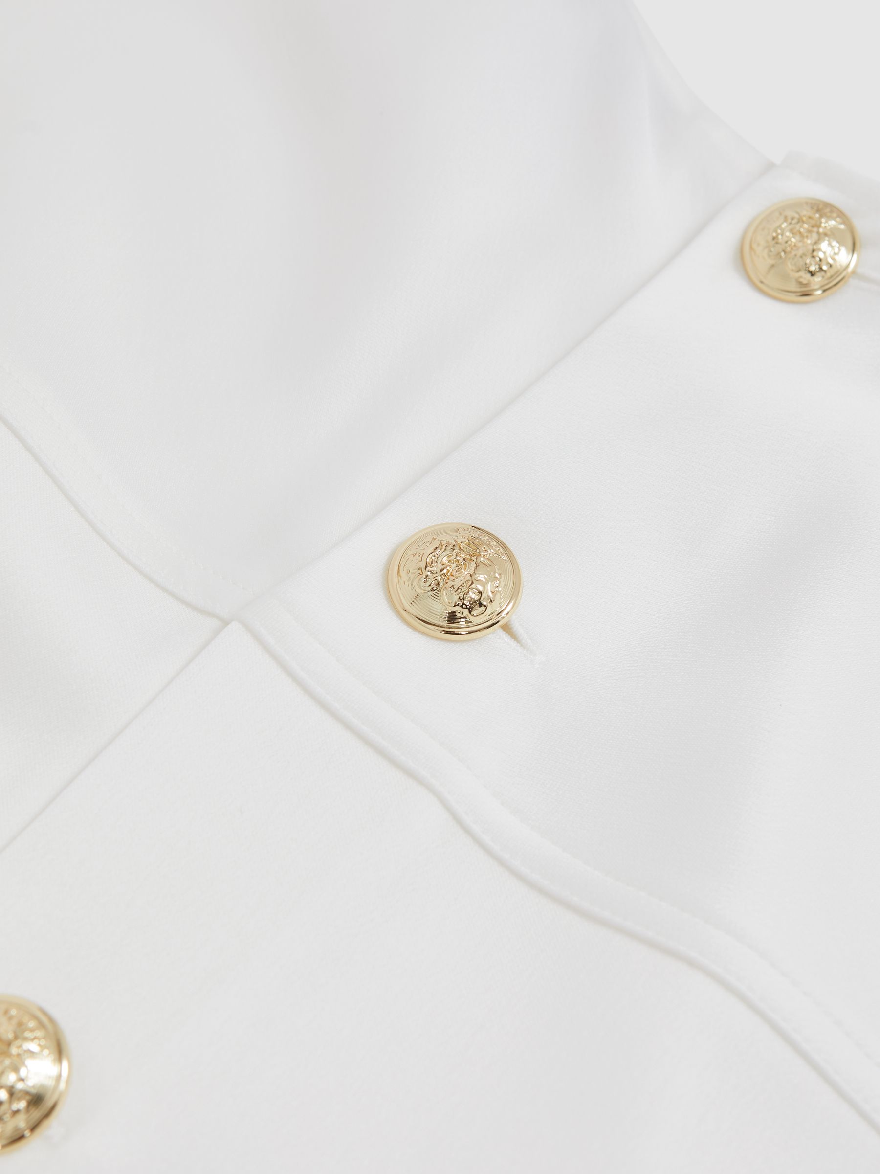 Satin Button-Back Long-Sleeve Top in Ivory