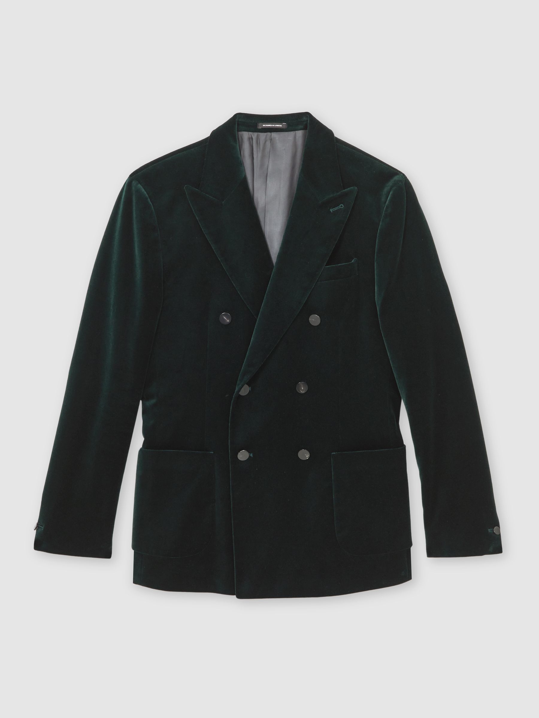Double-Breasted Velvet Blazer Slim-Fit in Emerald Green