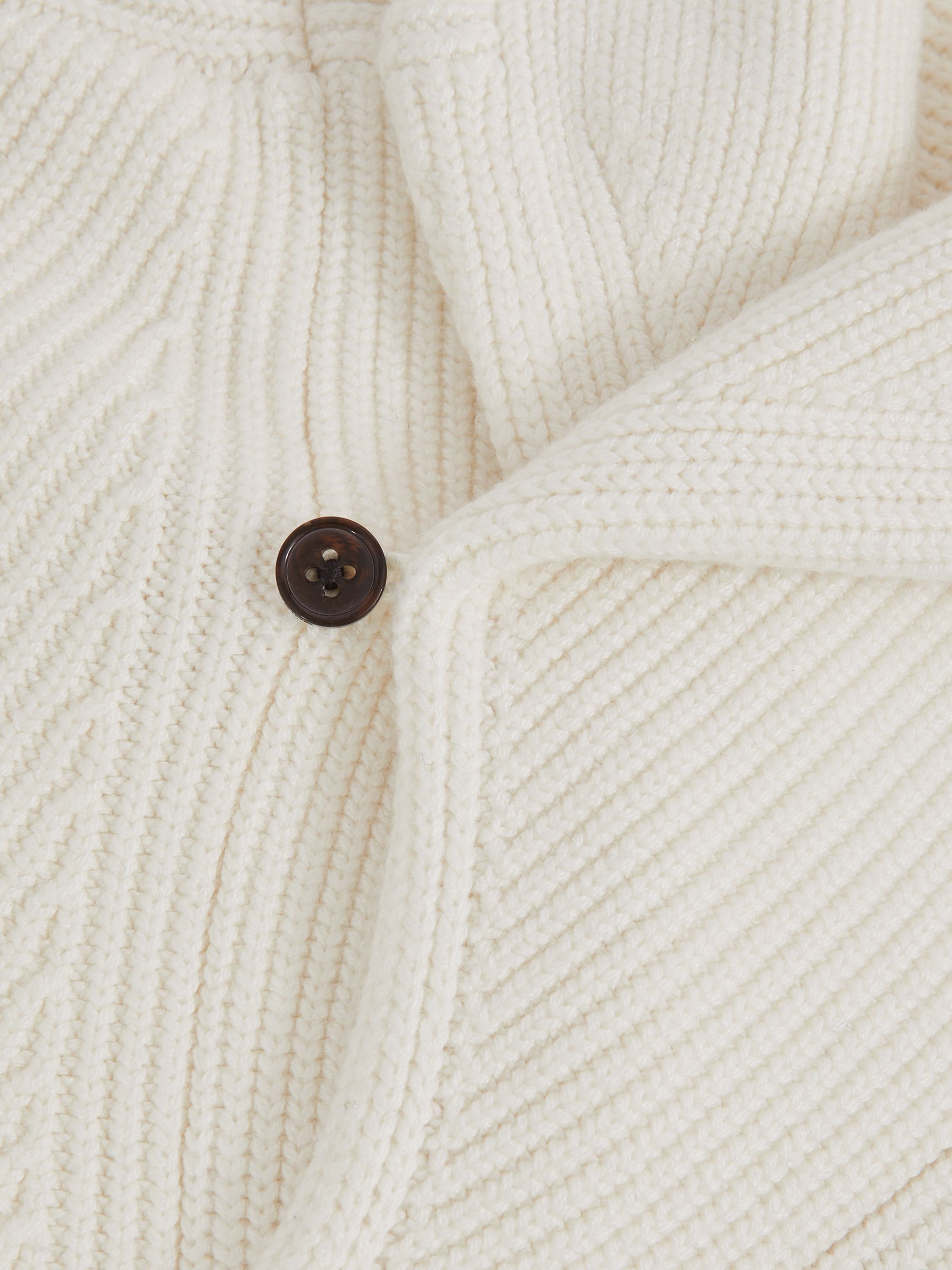 Shawl-Collar Cardigan With Wool in Winter White