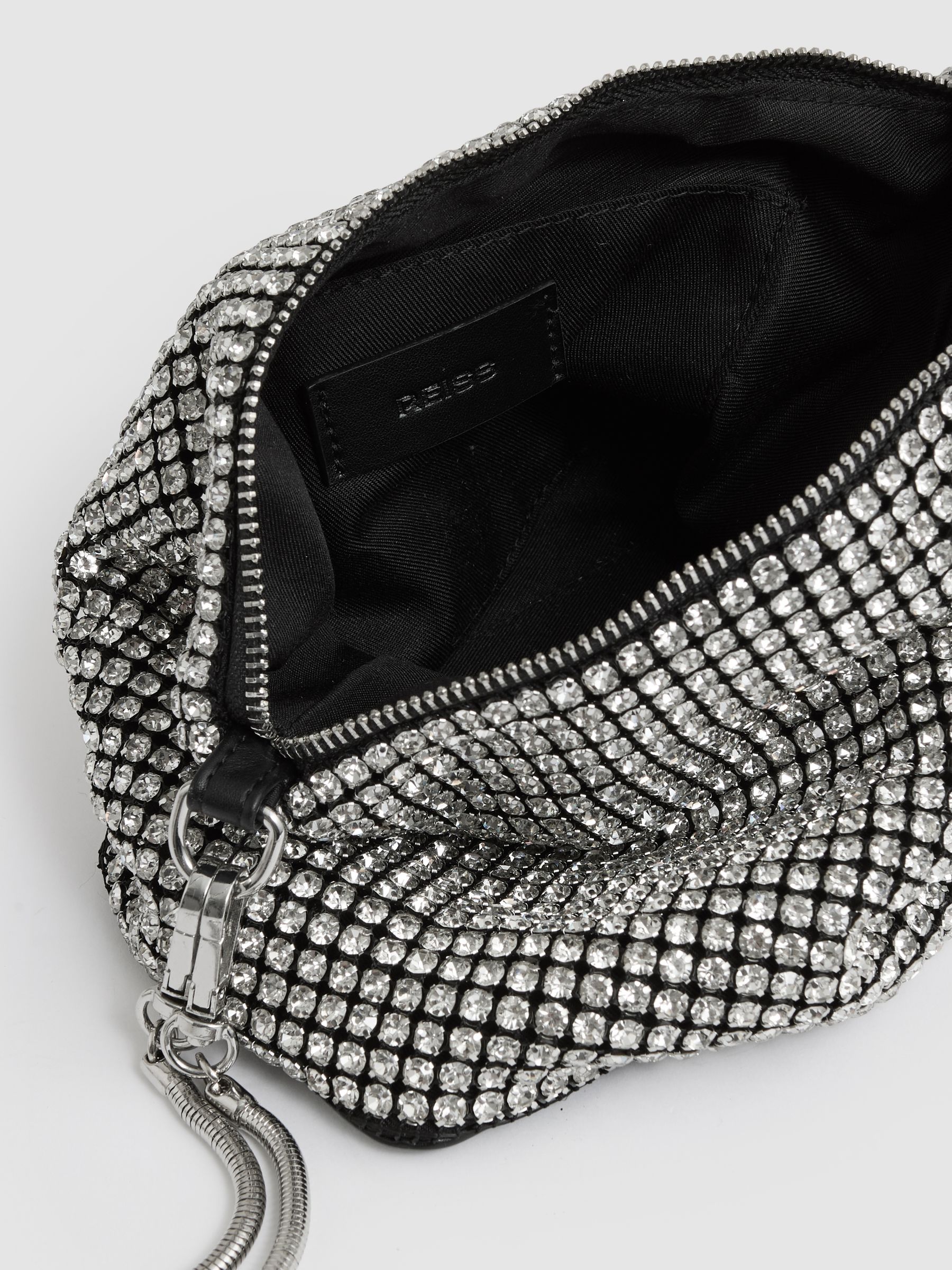 Crystal Bracelet Pouch Bag in Silver