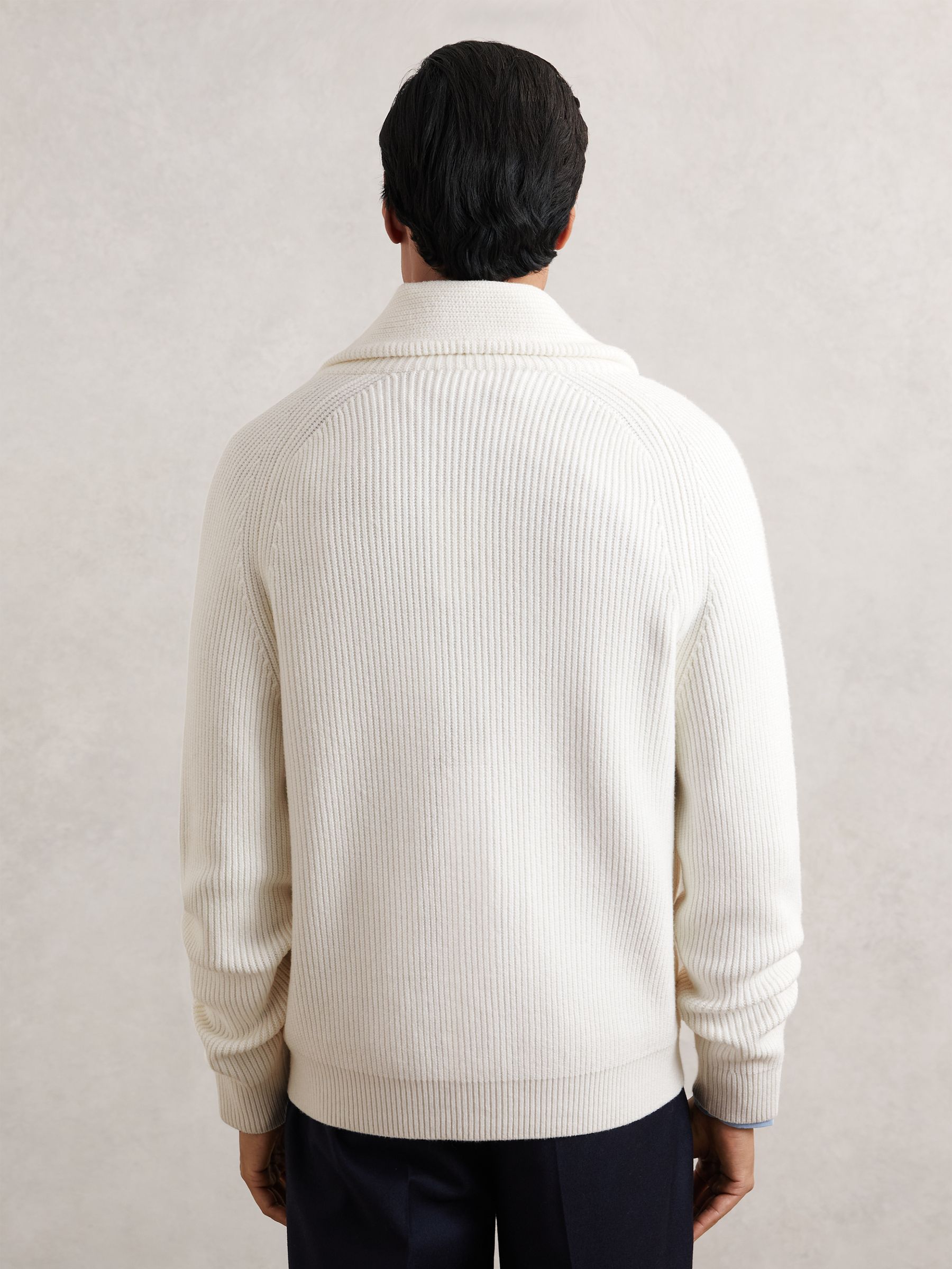 Shawl-Collar Cardigan With Wool in Winter White