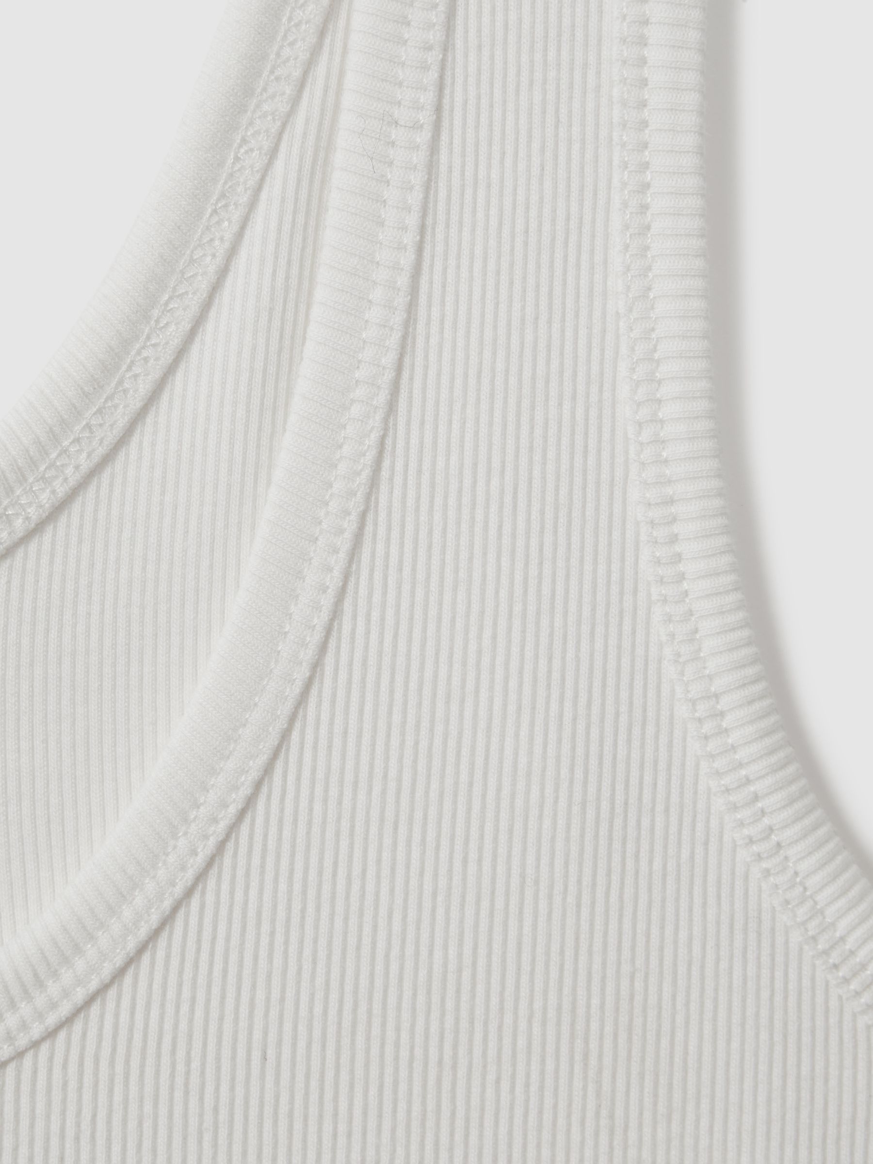Stretch-Cotton Ribbed Vest in White