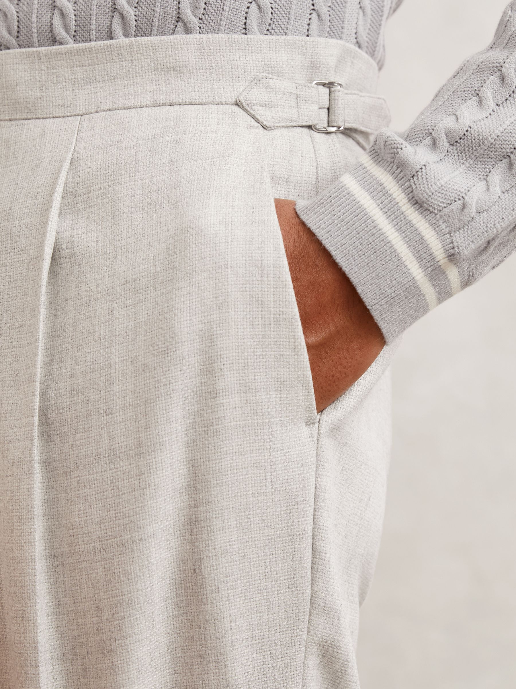 Wool-Blend Slim-Fit Cuffed Trousers in Soft Grey