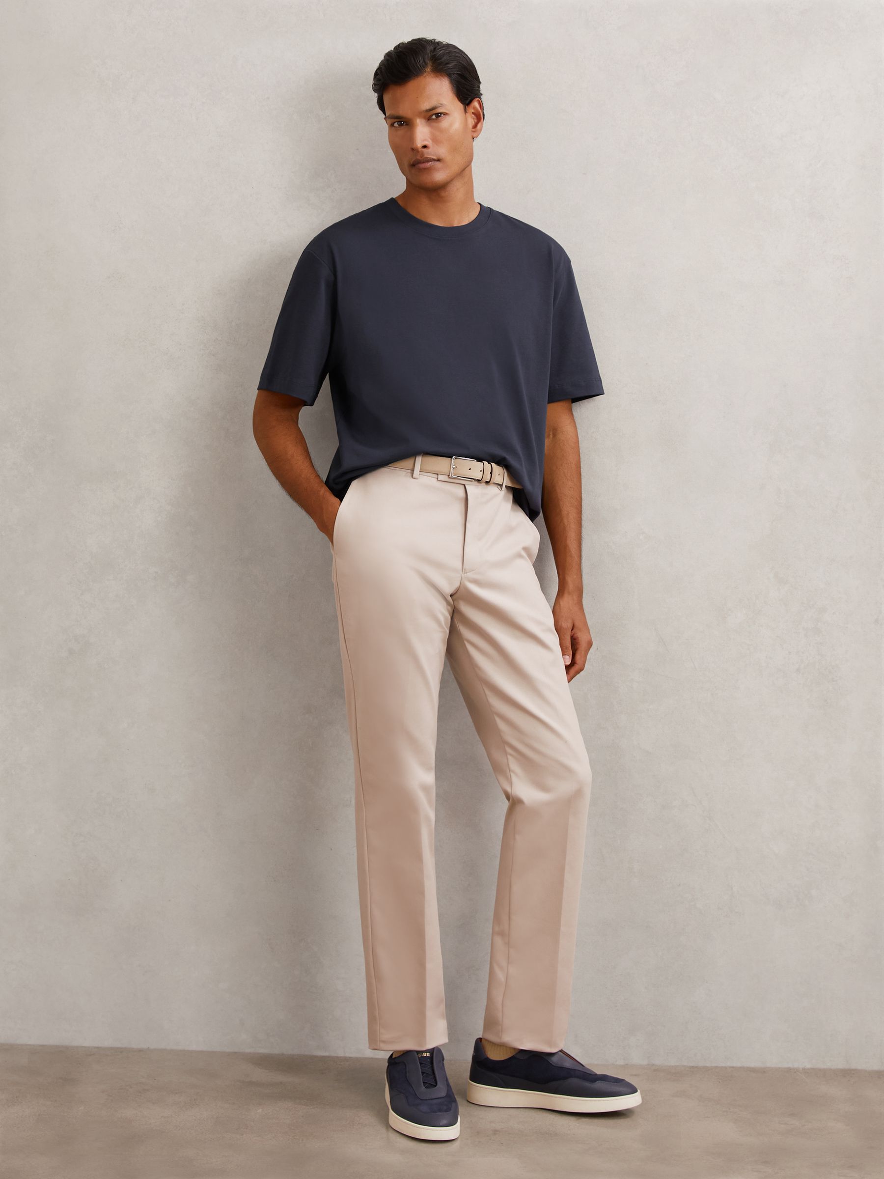 Cotton Garment-Dyed Oversized T-Shirt in Navy