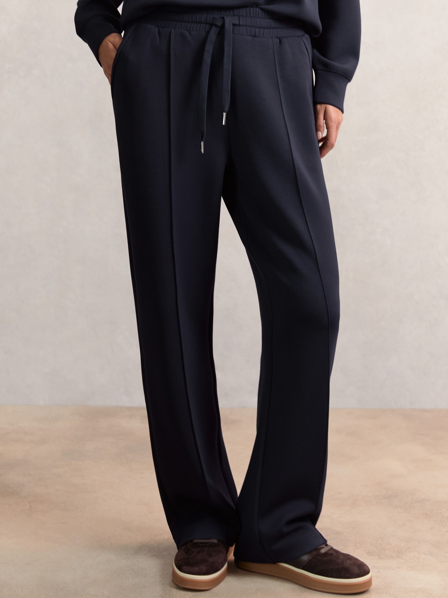 Petite Modal-Blend Interlock Wide-Leg Joggers in Black