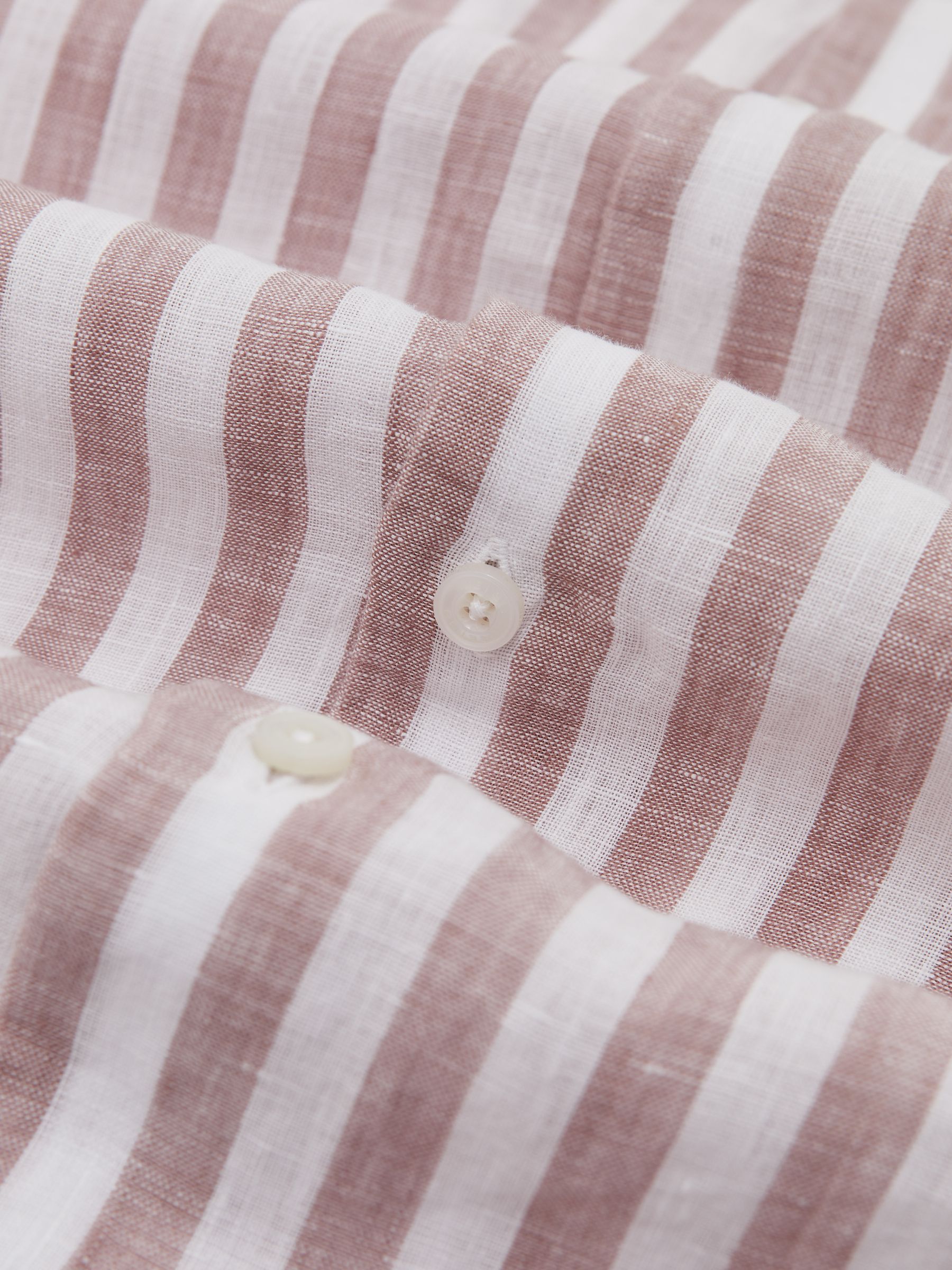 Linen Stripe Long-Sleeve Shirt in Dusty Rose/White Stripe