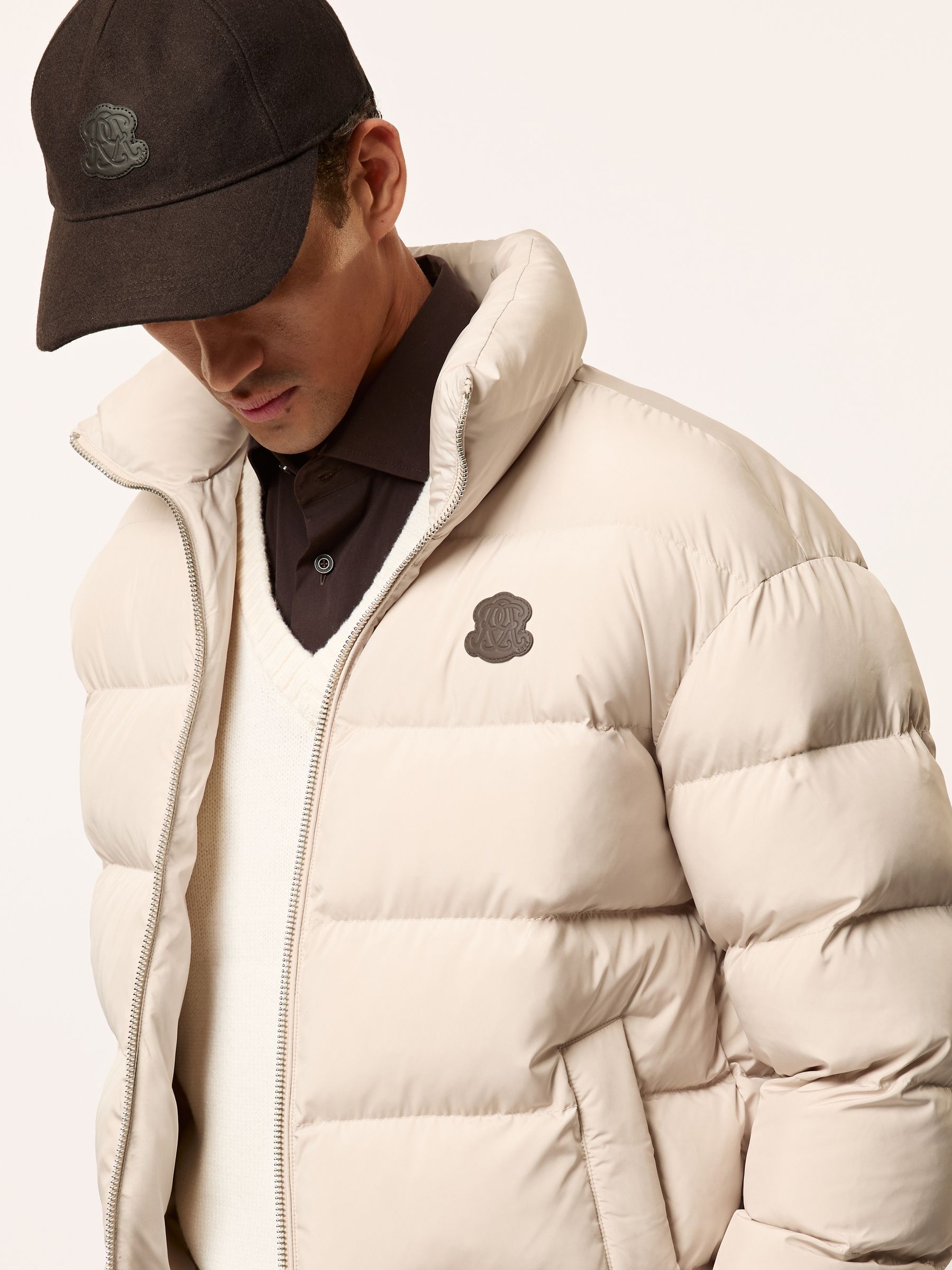 Monogram Appliqué Wool-Blend Cap in Dark Brown