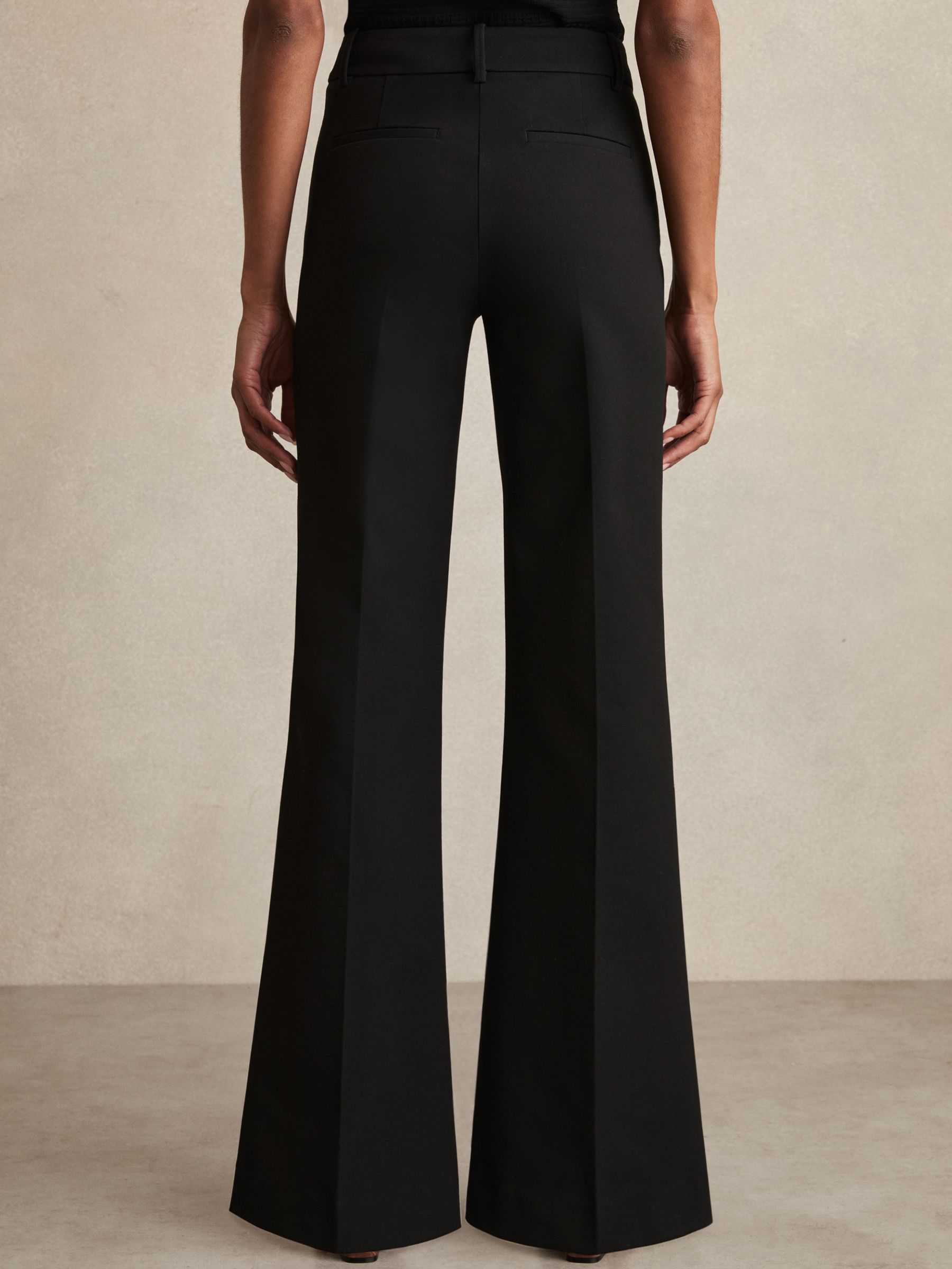 Petite High Rise Flared Trousers in Black