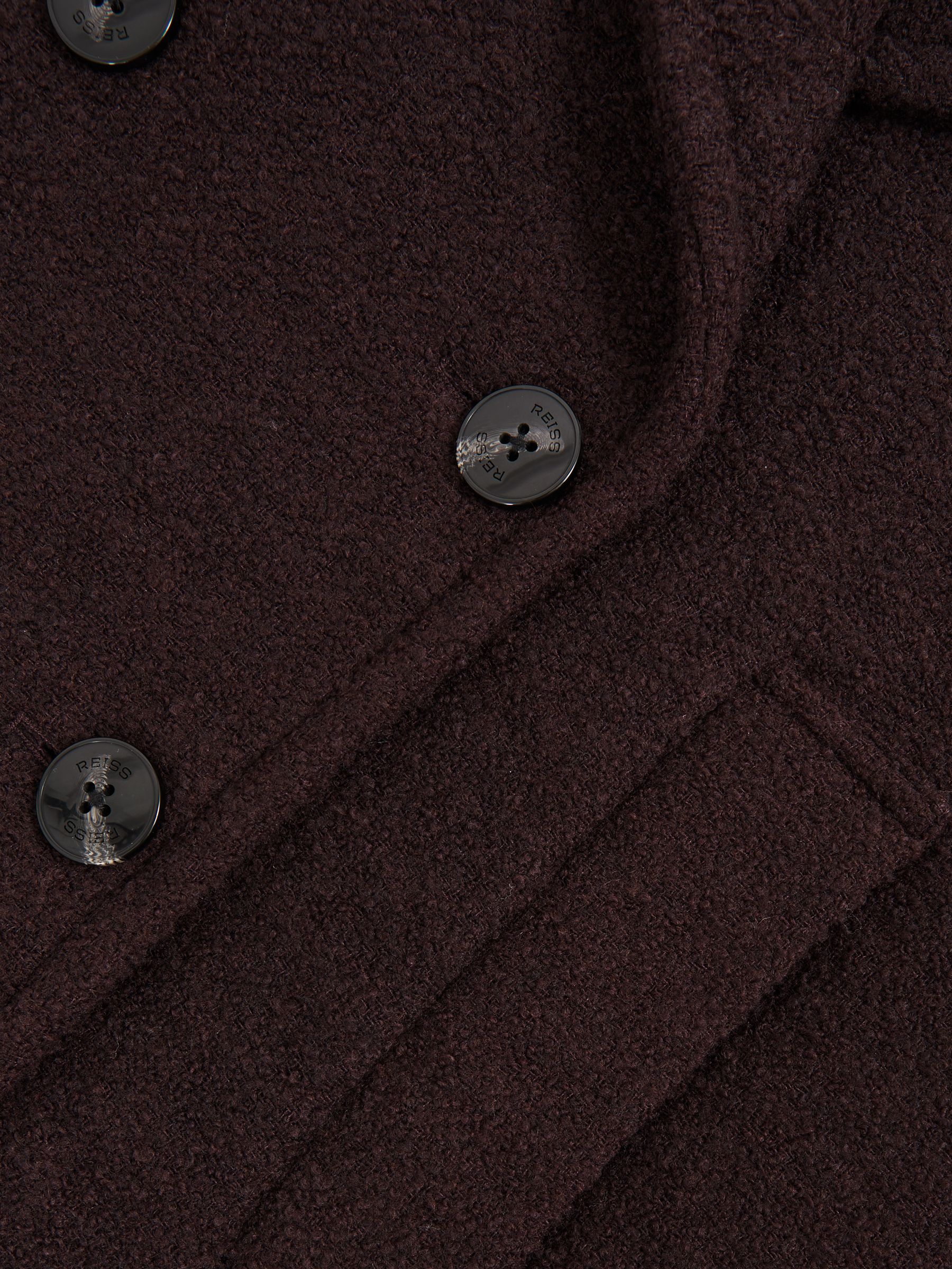 Wool-Blend Double-Breasted Short Coat in Burgundy