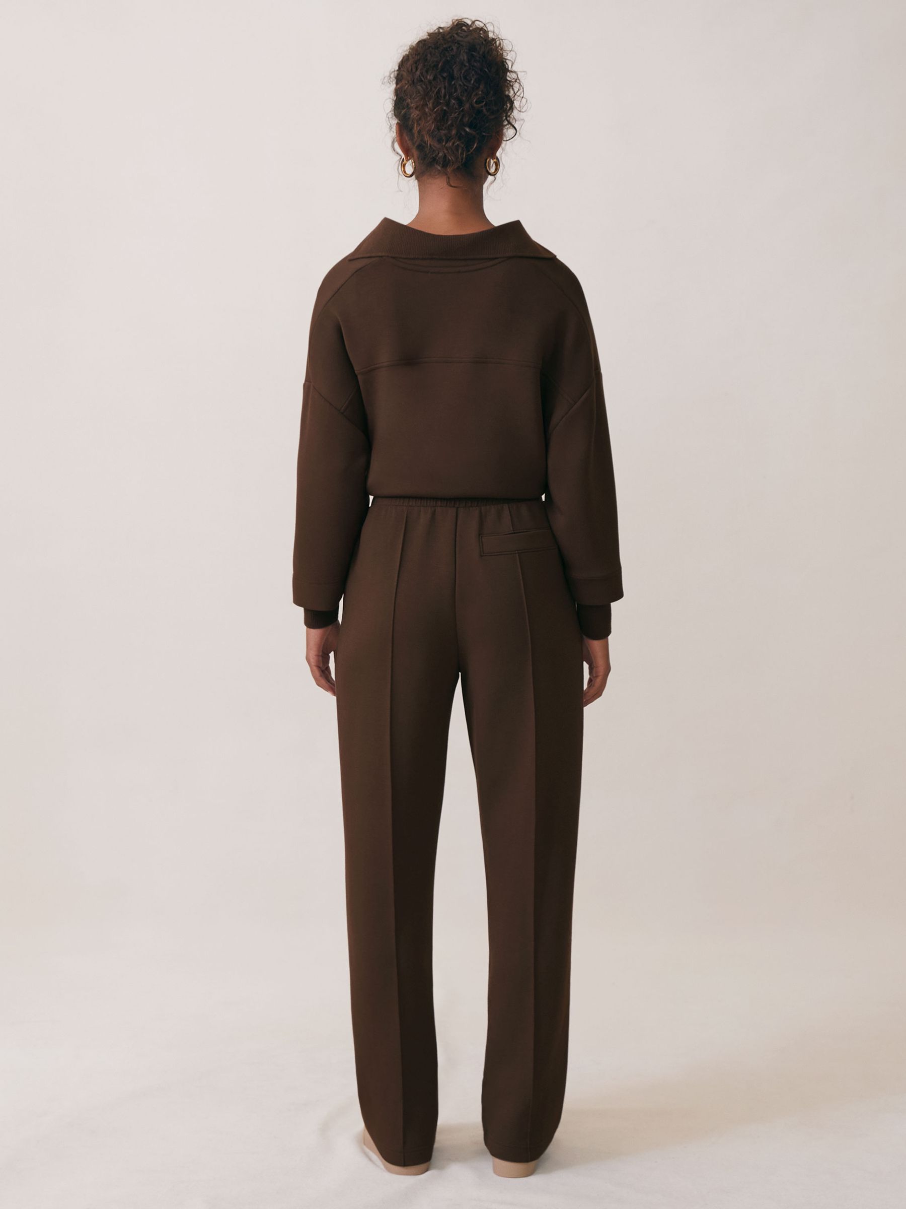 Interlock Wide-Leg Joggers in Chocolate