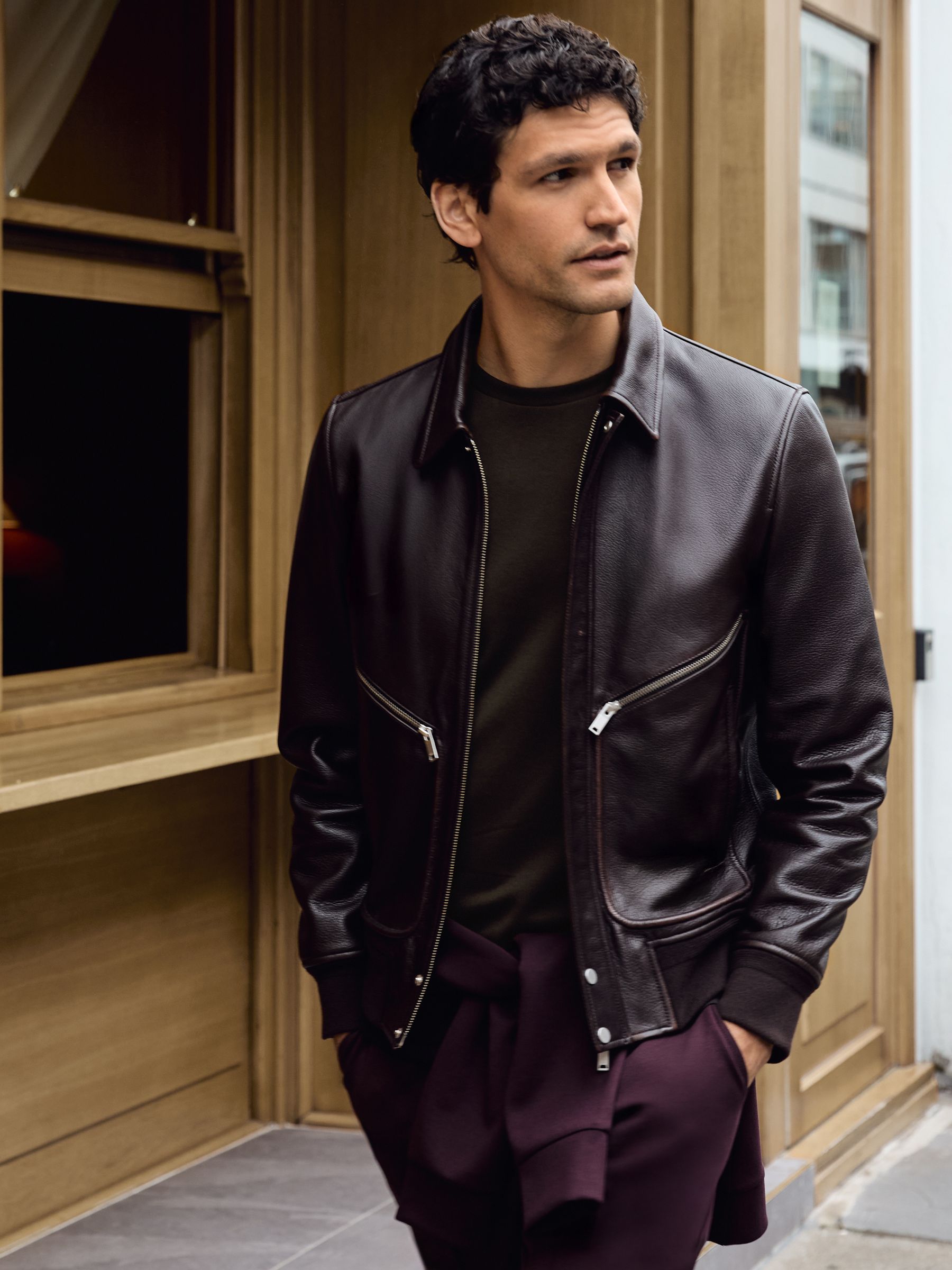 Premium Interlock Crew-Neck T-Shirt in Chocolate Brown