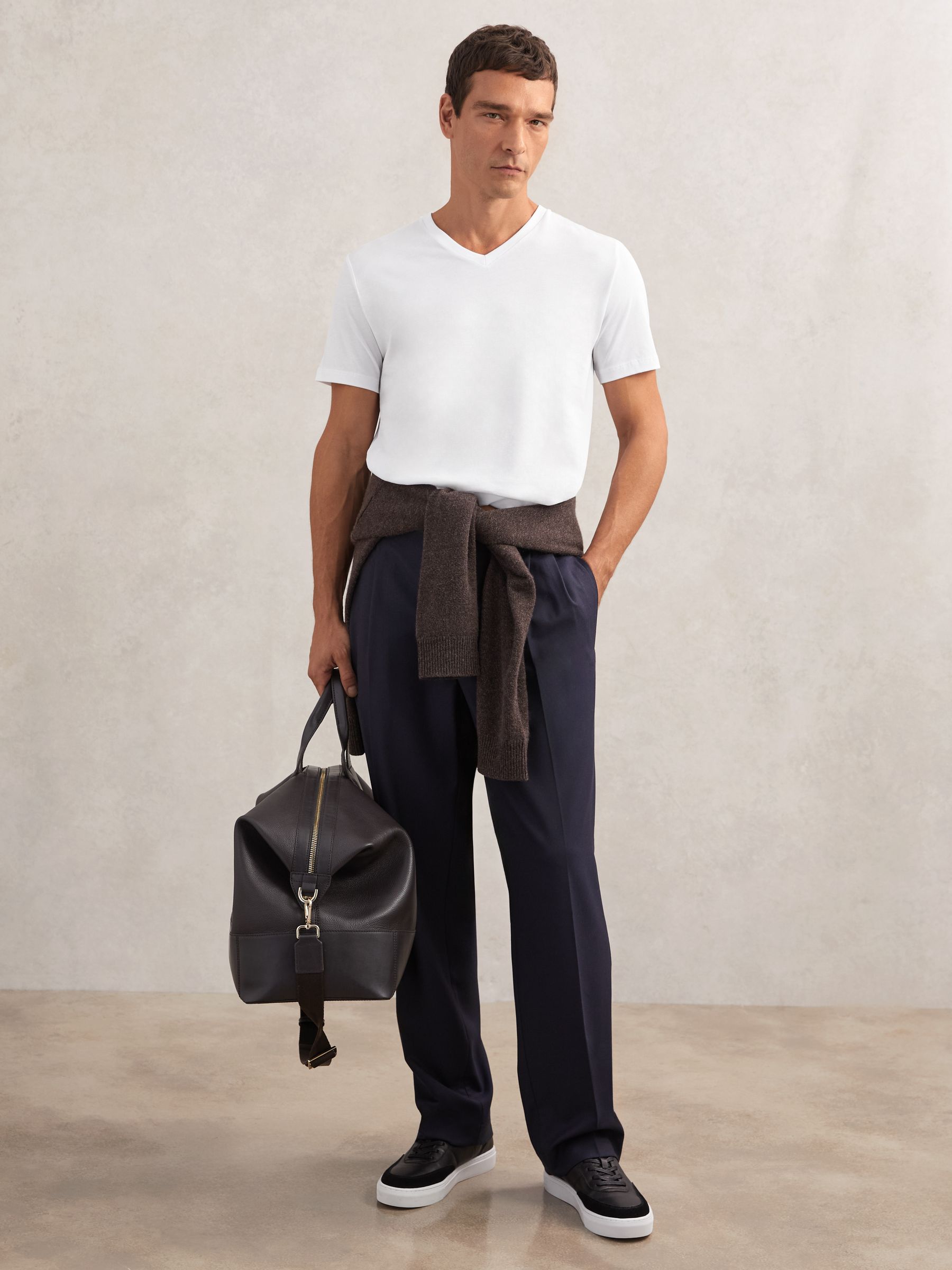 Cotton V-Neck T-Shirt in White