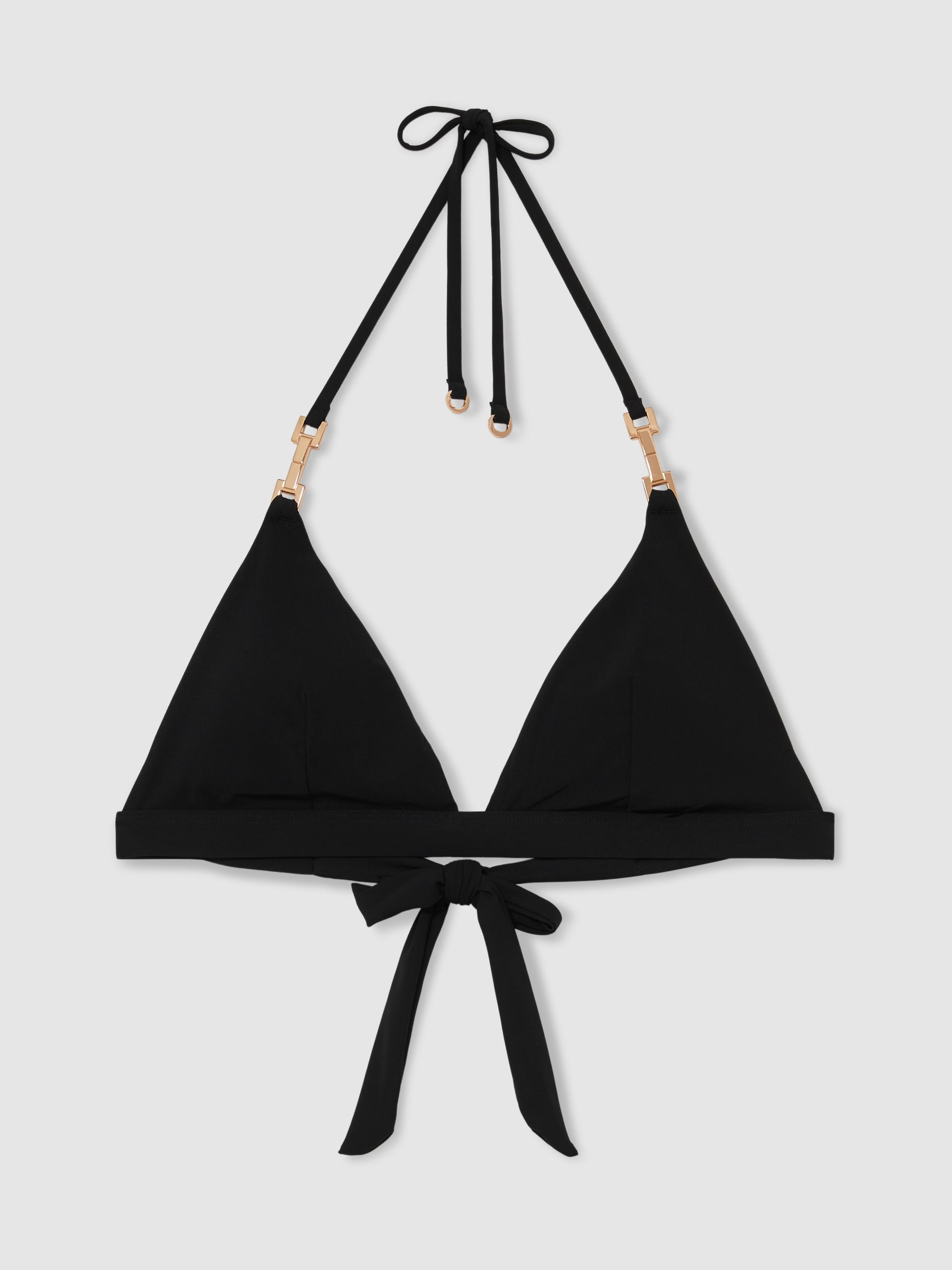 Triangle Halter Neck Bikini Top in Black