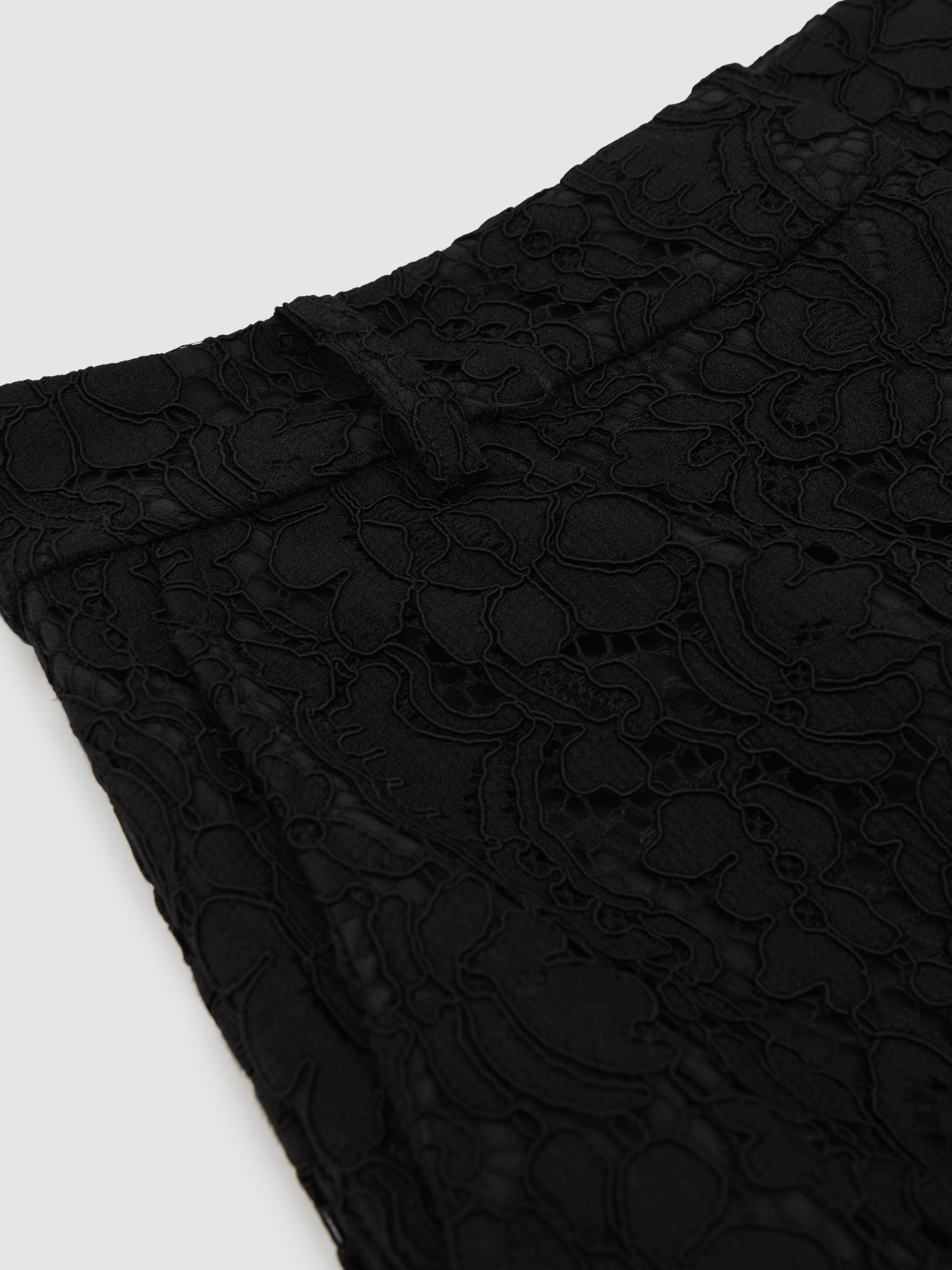 Petite Lace Wide Leg Trousers in Black