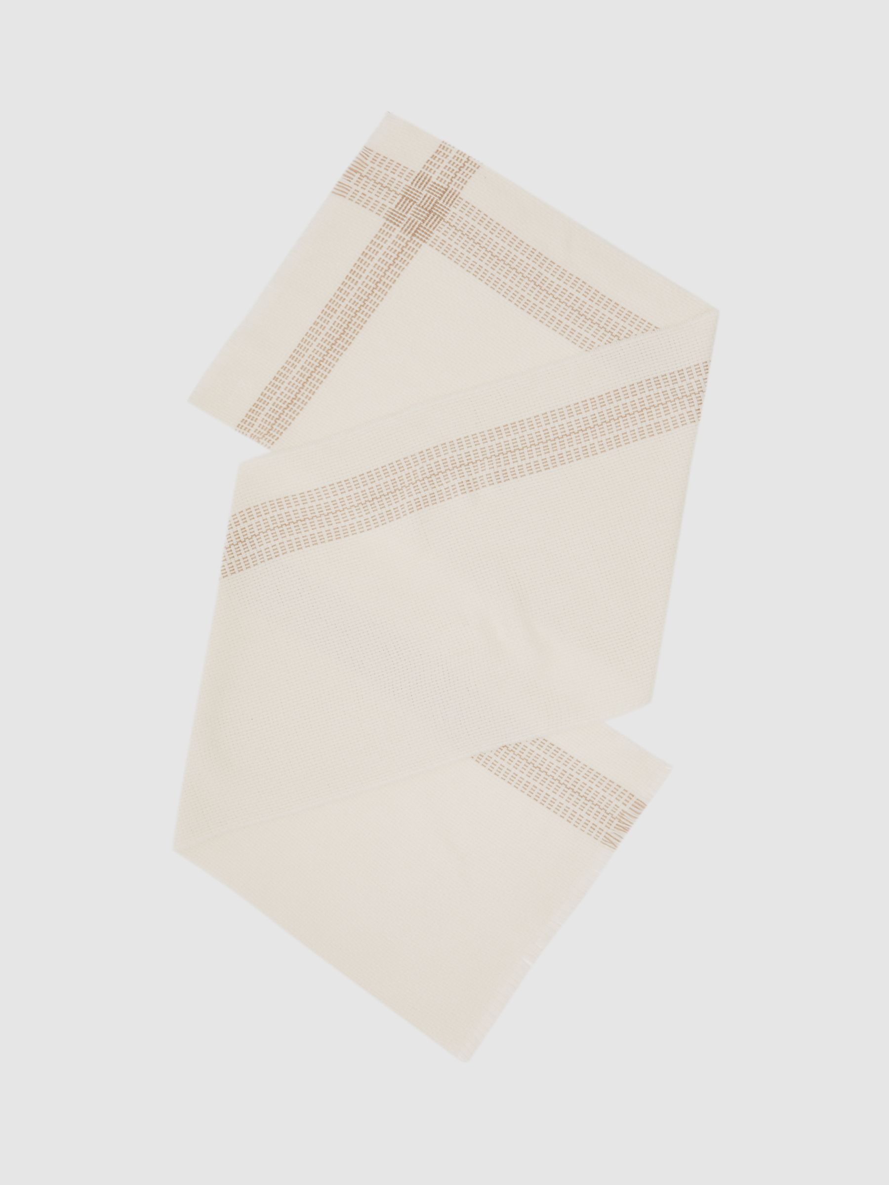 Wool-Cashmere Textured Scarf in Cream