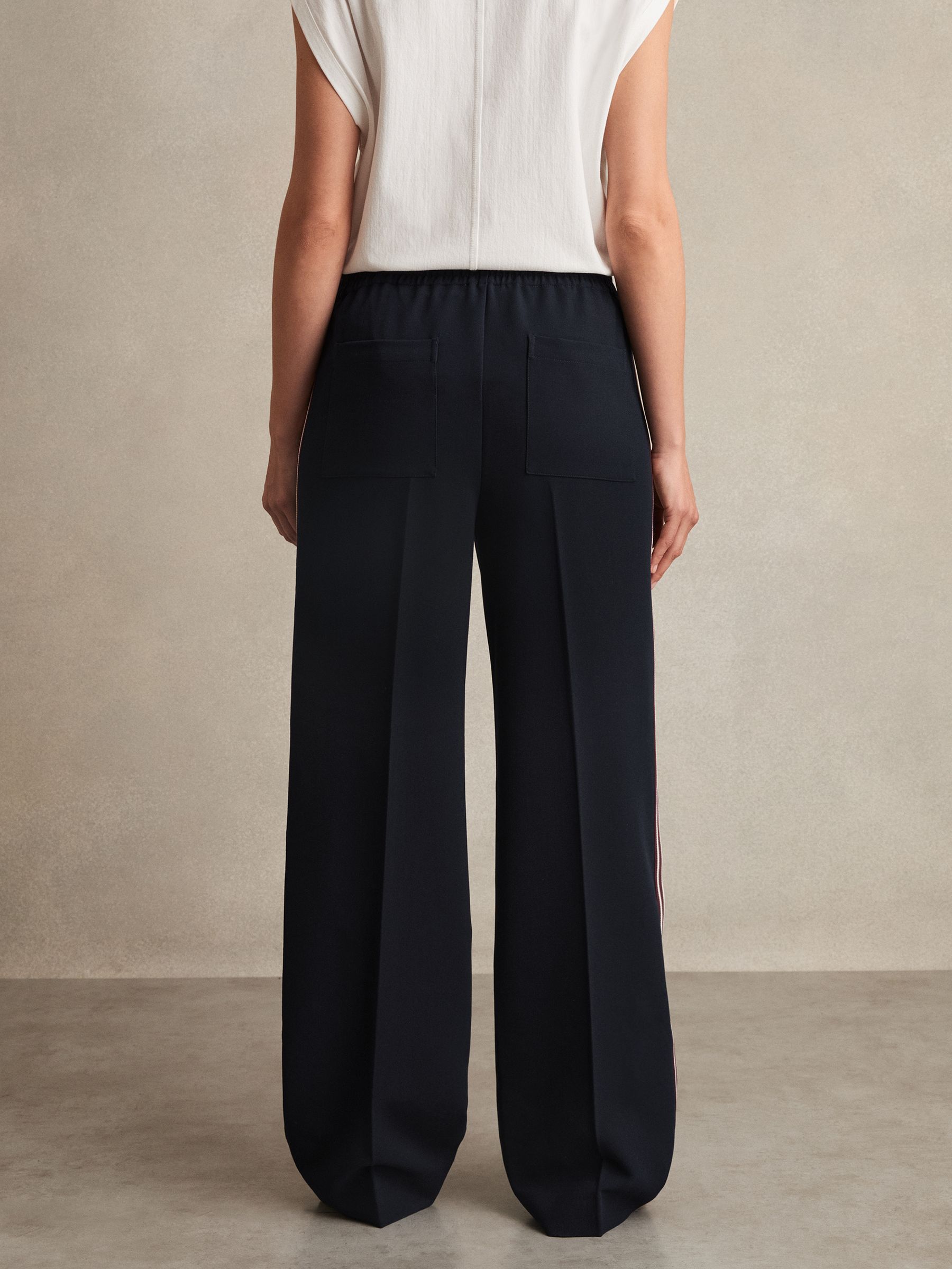 Petite Side-Stripe Wide-Leg Trousers in Navy