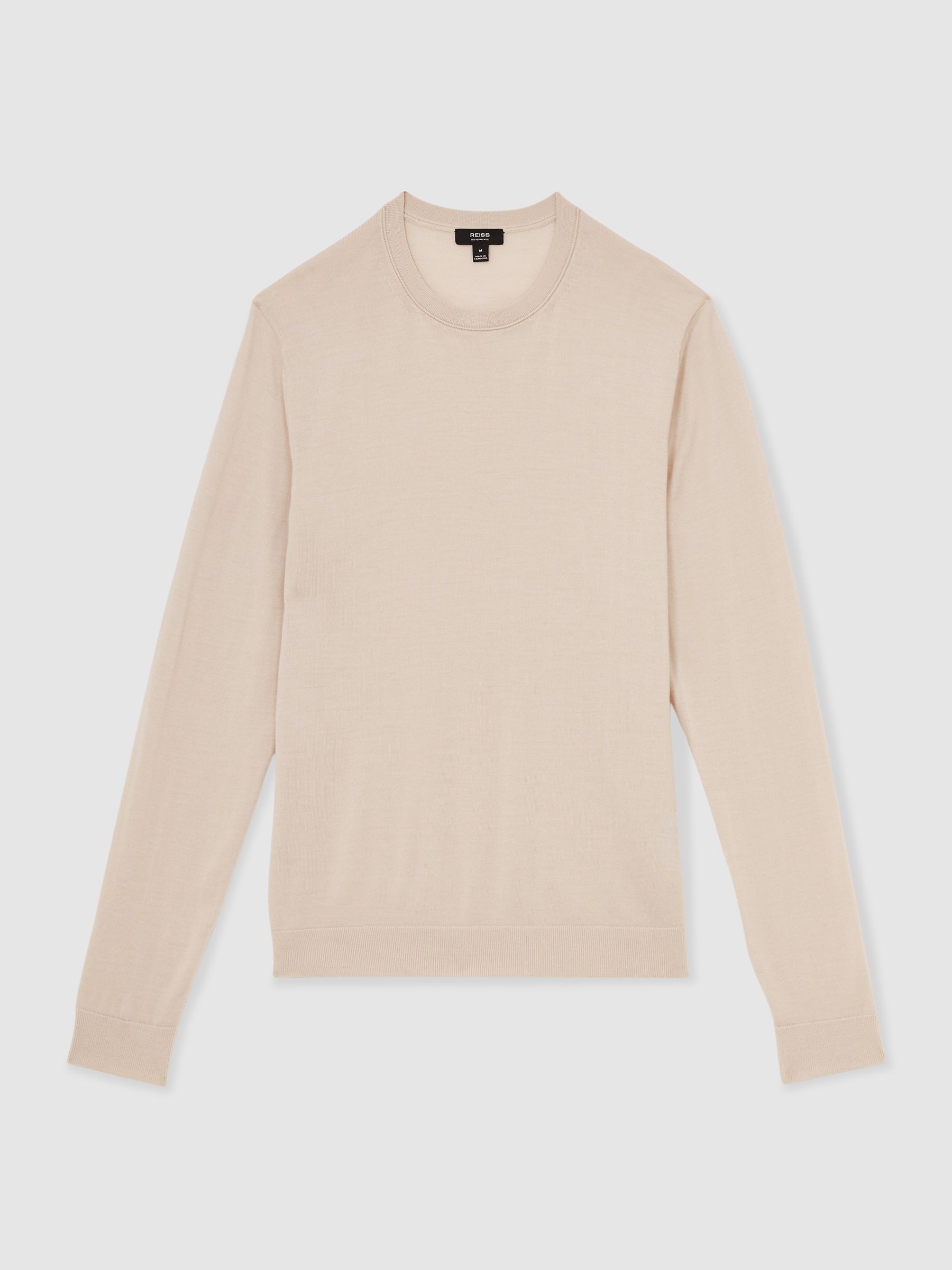Merino-Wool Crew-Neck Jumper in Beige