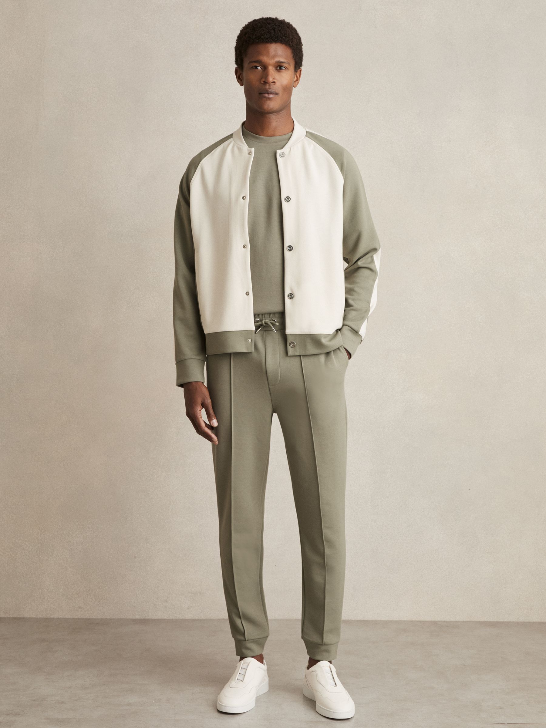 Stretch-Jersey Tailored Joggers in Sage