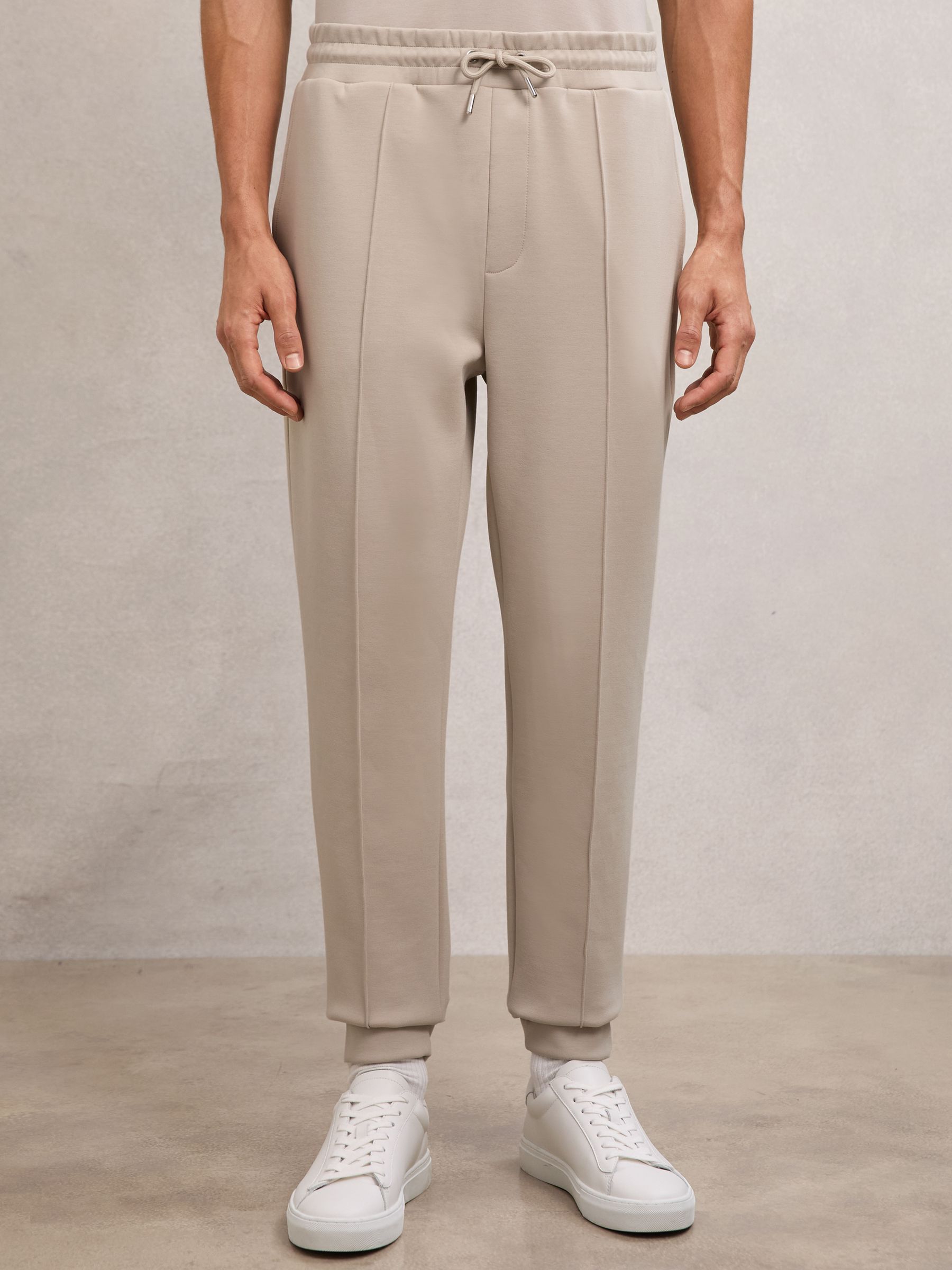 Stretch-Jersey Tailored Joggers in Stone