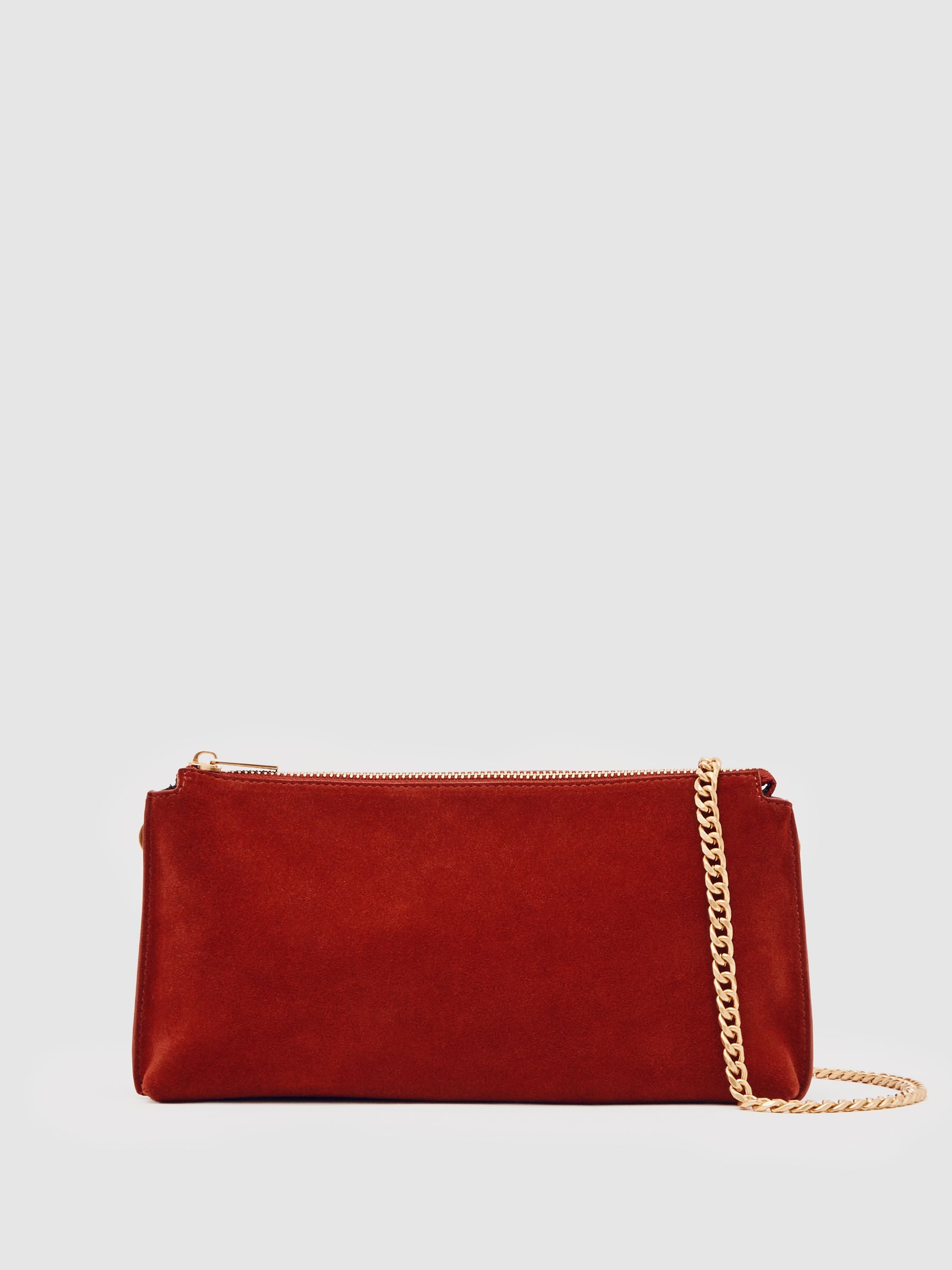 Leather Double-Pouch Crossbody Bag in Red