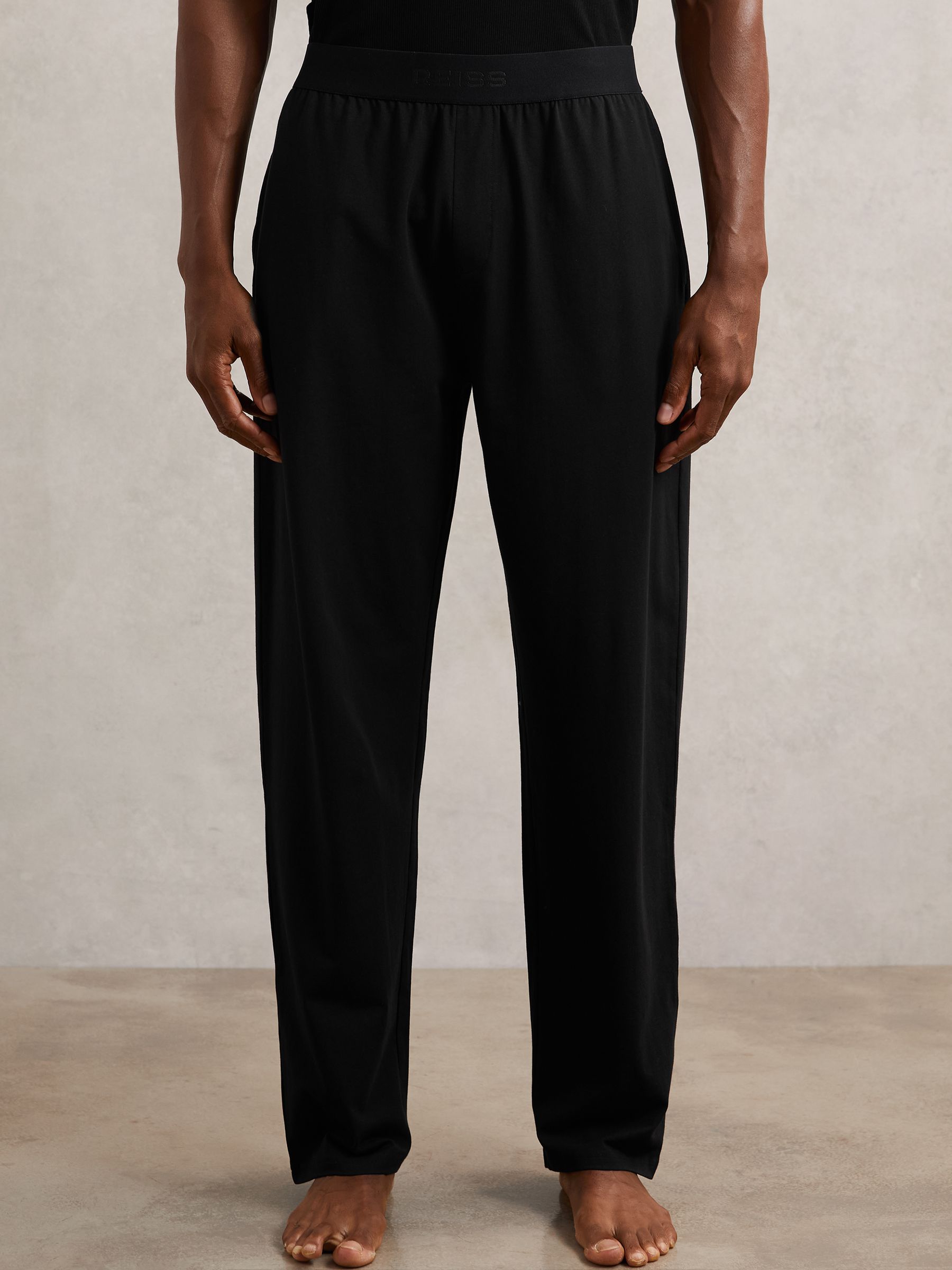 Cotton Jersey Logo-Waistband Joggers with Stretch in Black