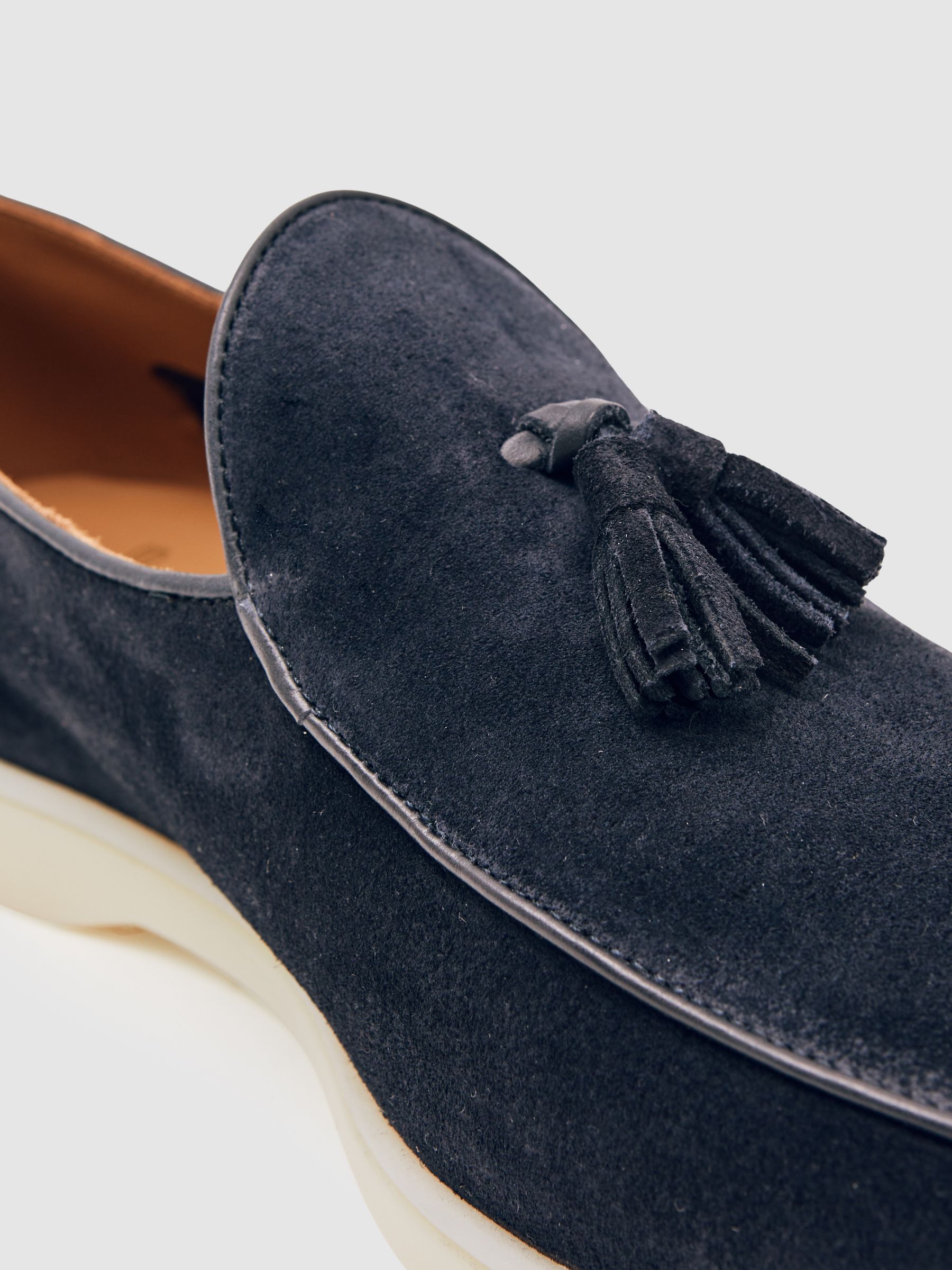 Suede Tassel Loafers in Navy