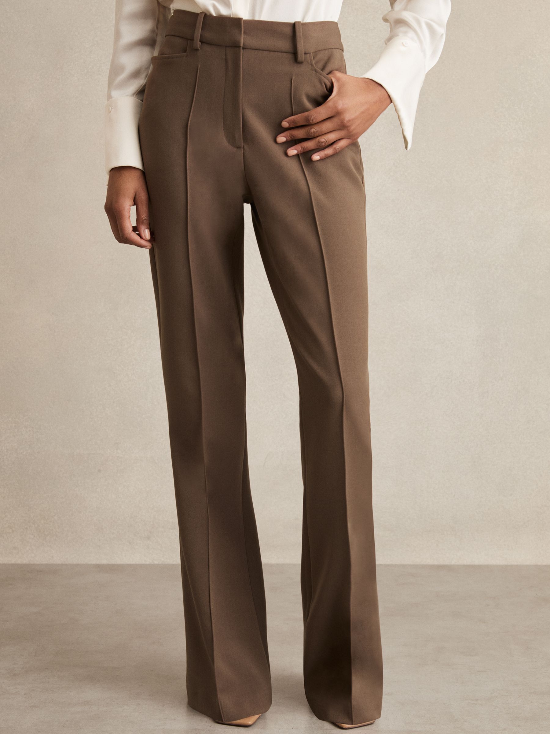 Flared Suit Trousers in Mink Neutral