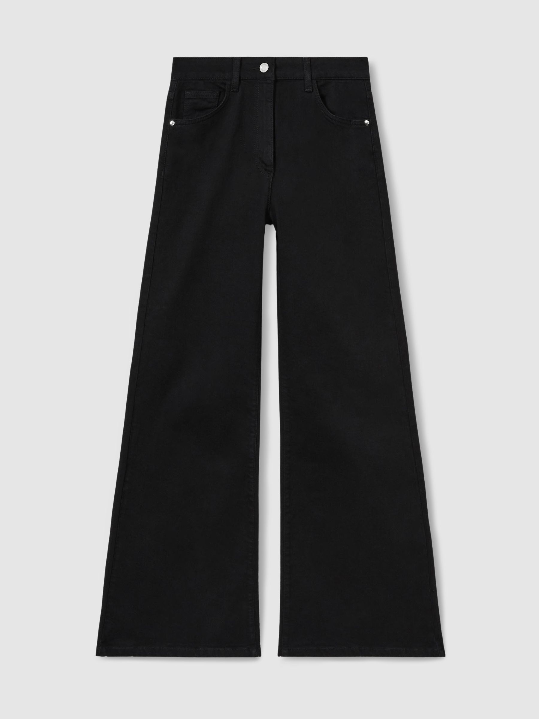 Petite Mid-Rise Flared Jeans in Black